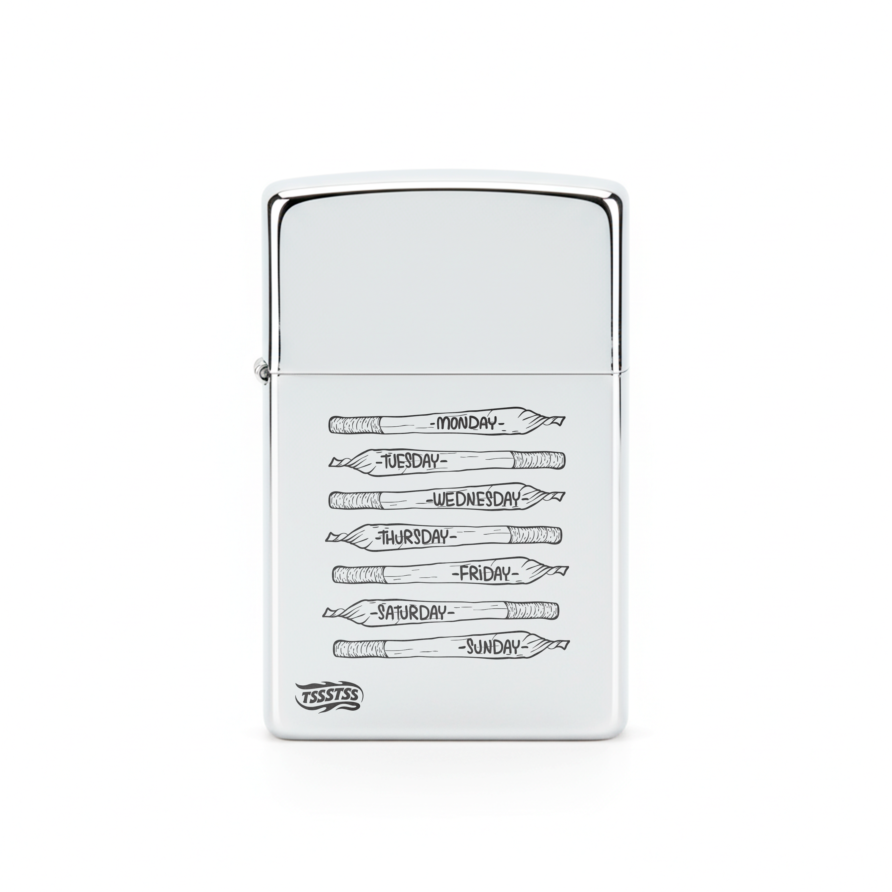 Isqueiro Cromado Polido 'Cardápio da Semana'