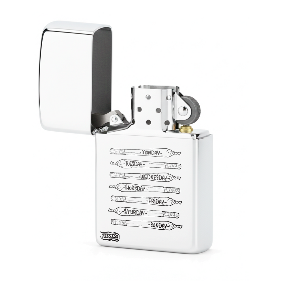 Isqueiro Cromado Polido 'Cardápio da Semana'