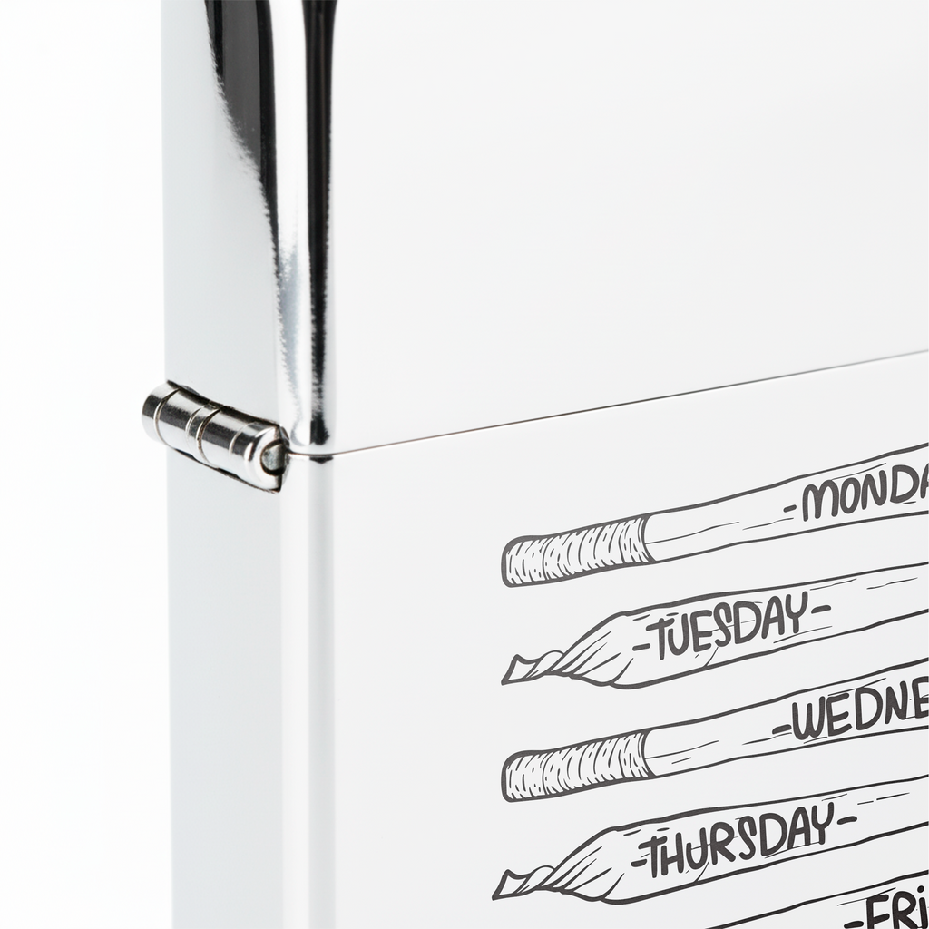 Isqueiro Cromado Polido 'Cardápio da Semana'