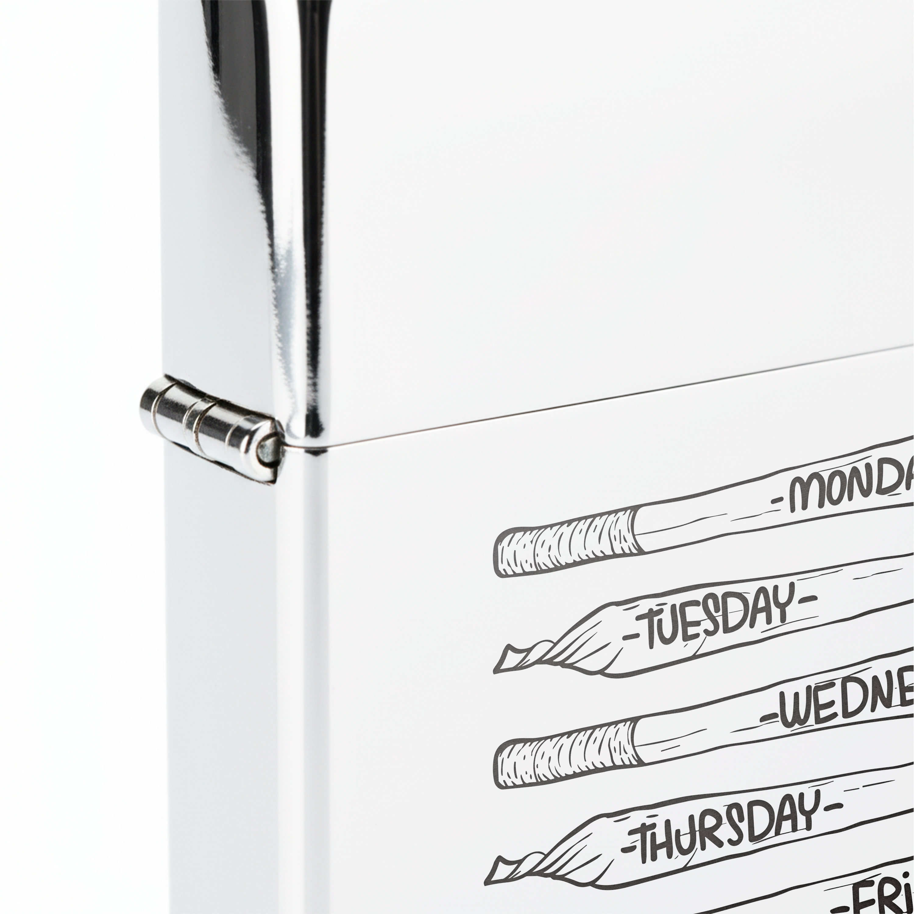 Isqueiro Cromado Polido 'Cardápio da Semana'