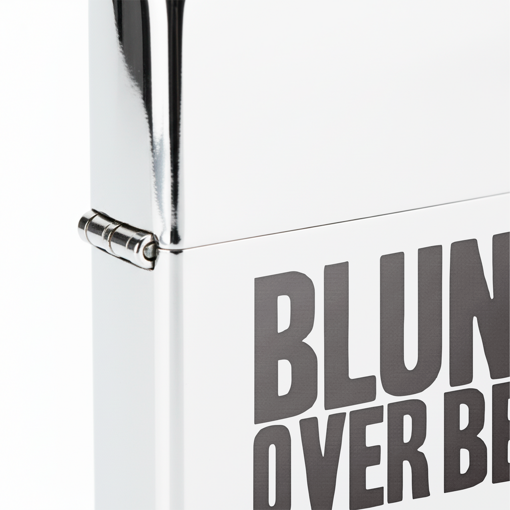 Isqueiro Cromado Polido 'Blunts Over Beers' detalhe 5