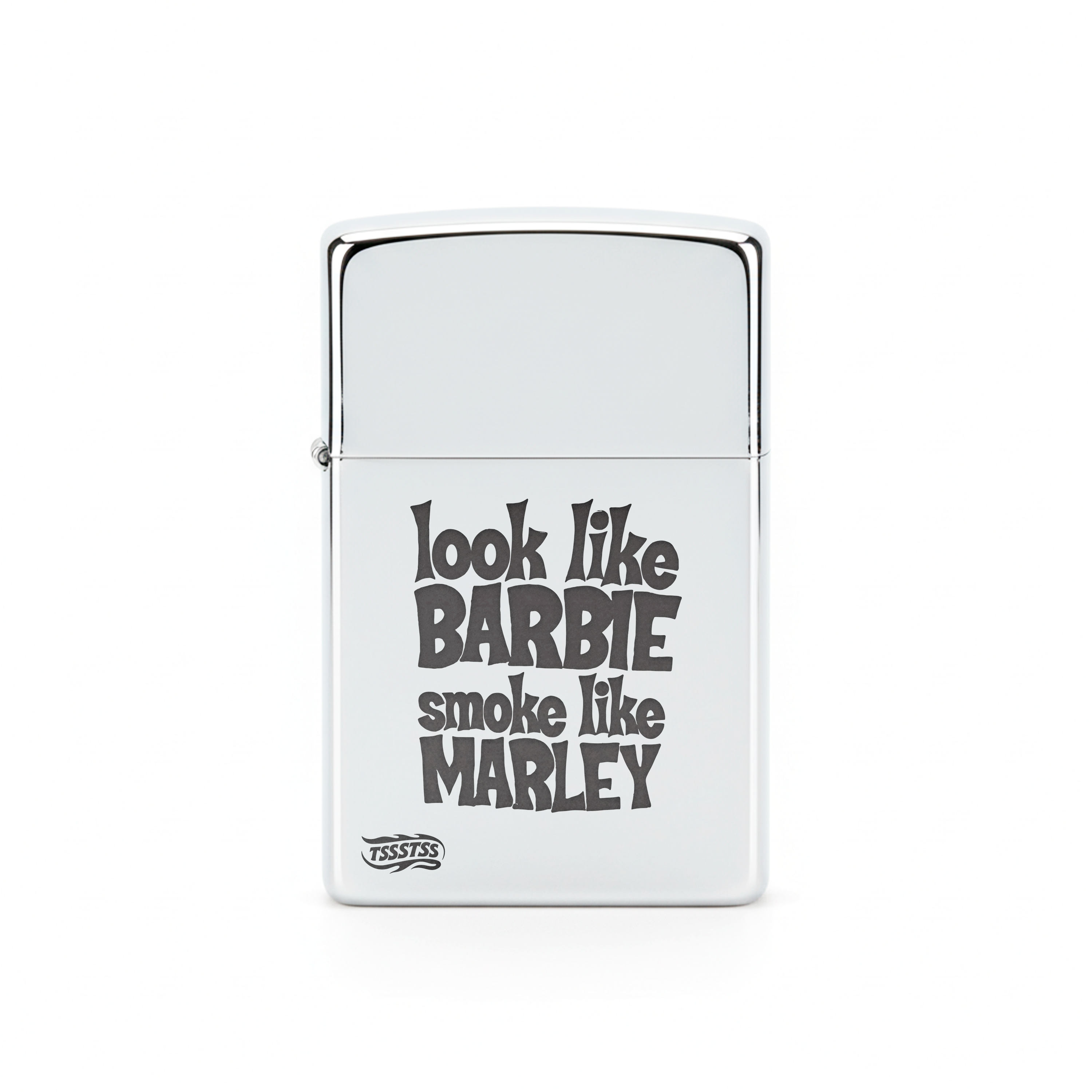 Isqueiro Cromado Polido 'Barbie Marley'