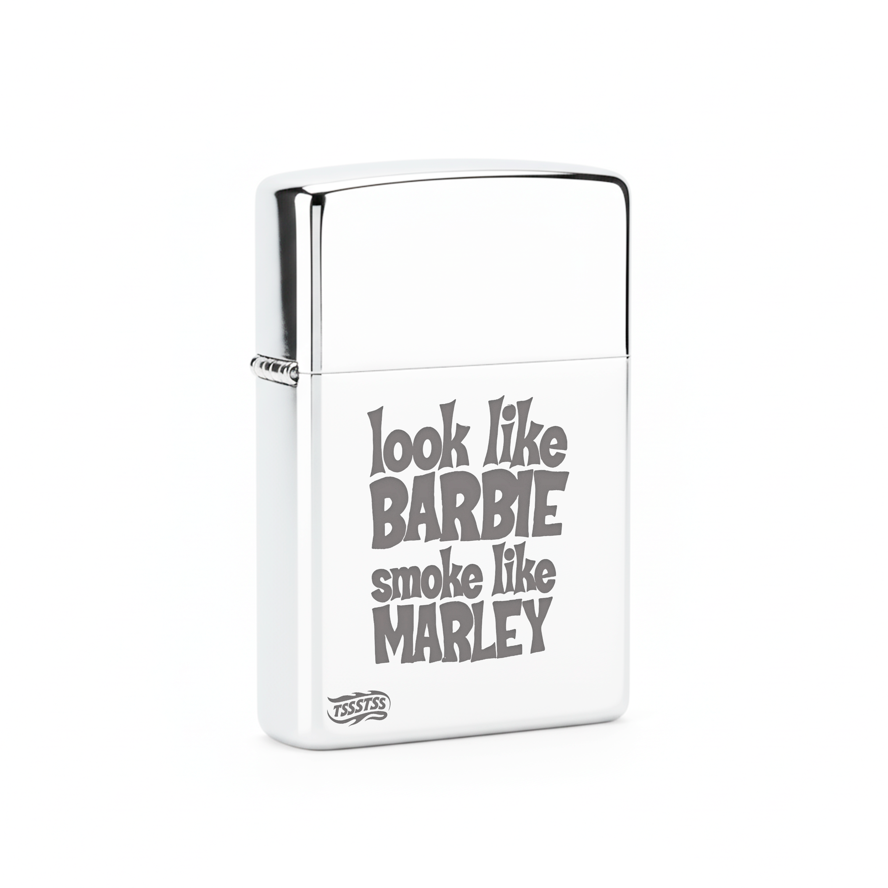 Isqueiro Cromado Polido 'Barbie Marley'