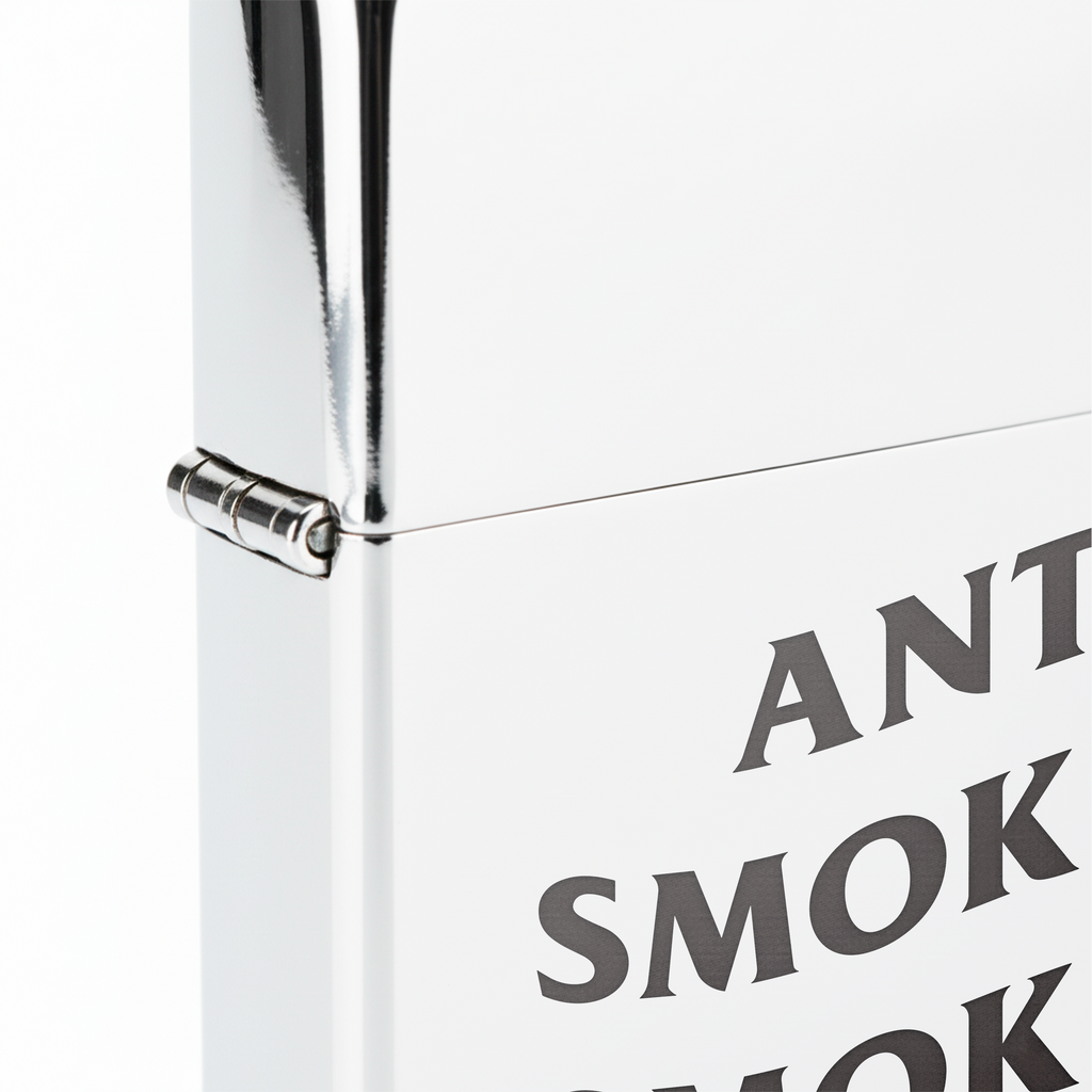 Isqueiro Cromado Polido 'Anti Smoking Smoking Club'