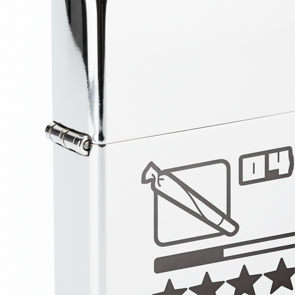 Isqueiro Cromado Polido 'Grove Street' detalhe 5