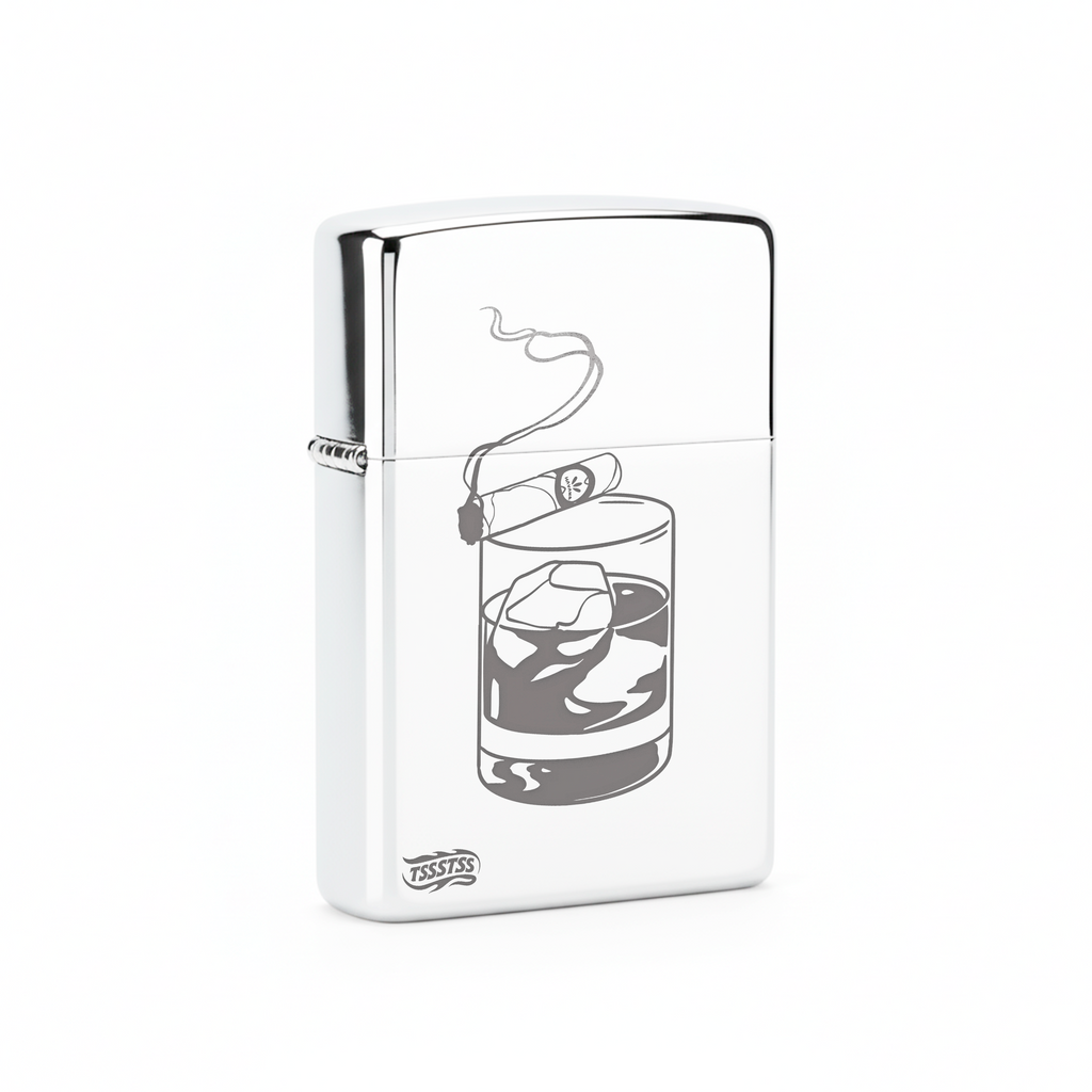 Isqueiro Cromado Polido 'Think & Chill'