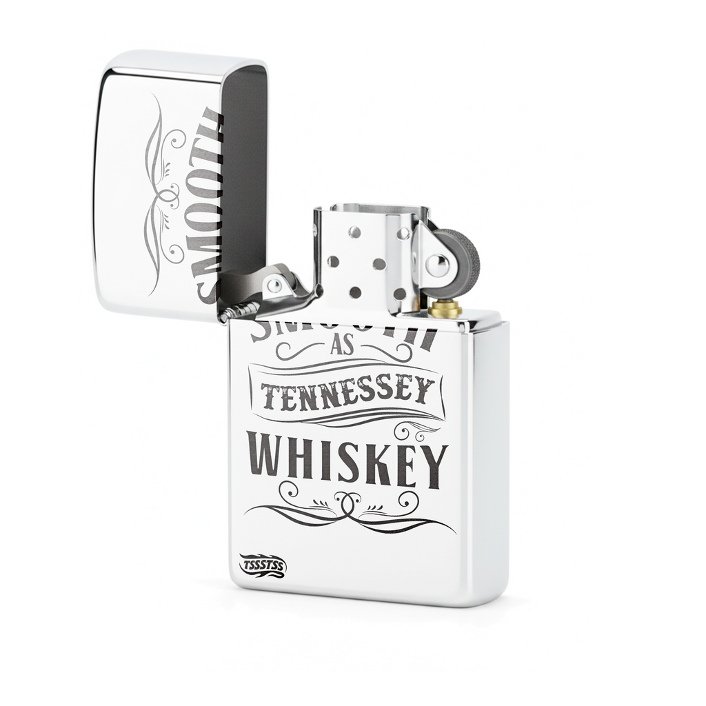 Isqueiro Cromado Polido 'Tennessey Whiskey' detalhe 2