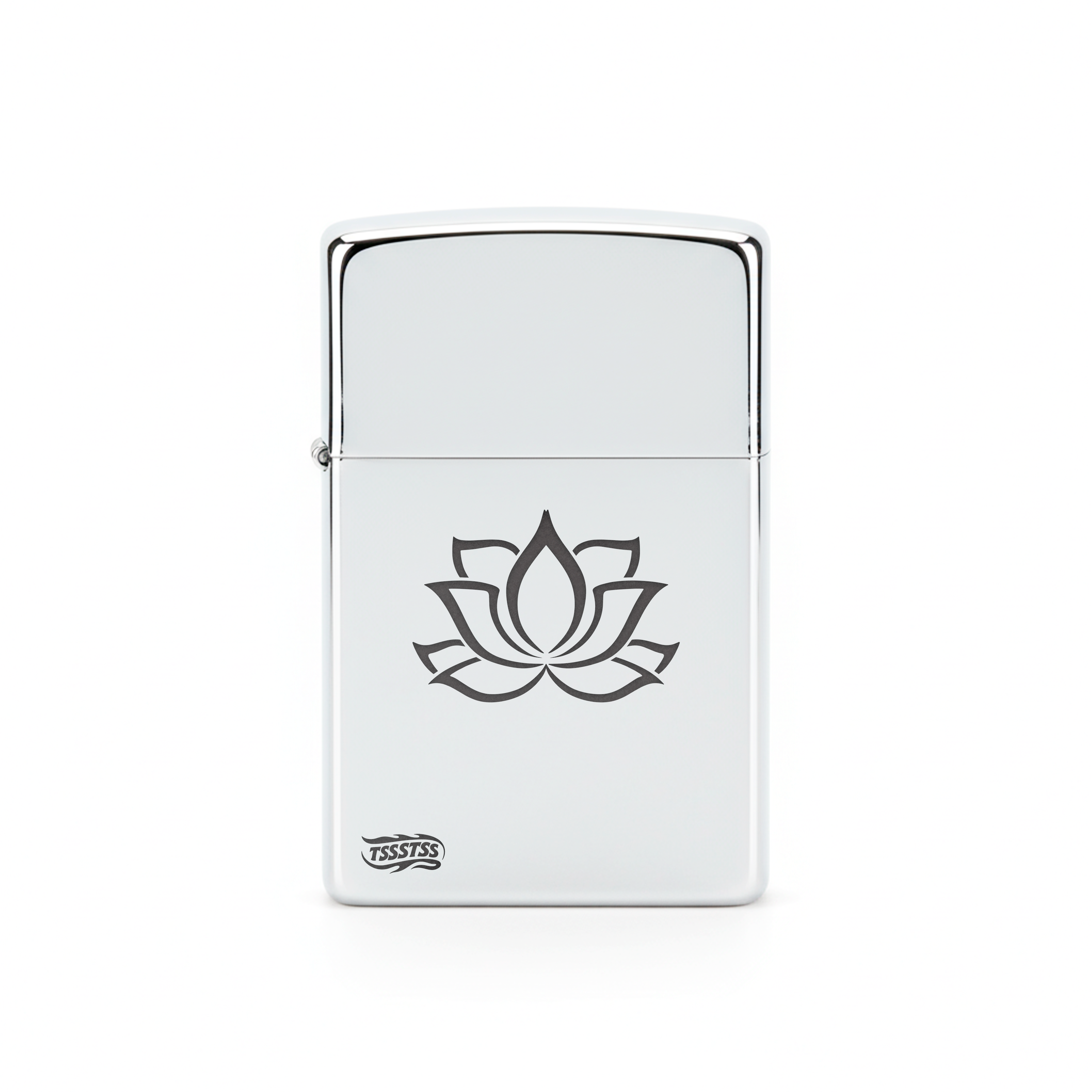 Isqueiro Cromado Polido 'Flor de Lótus'