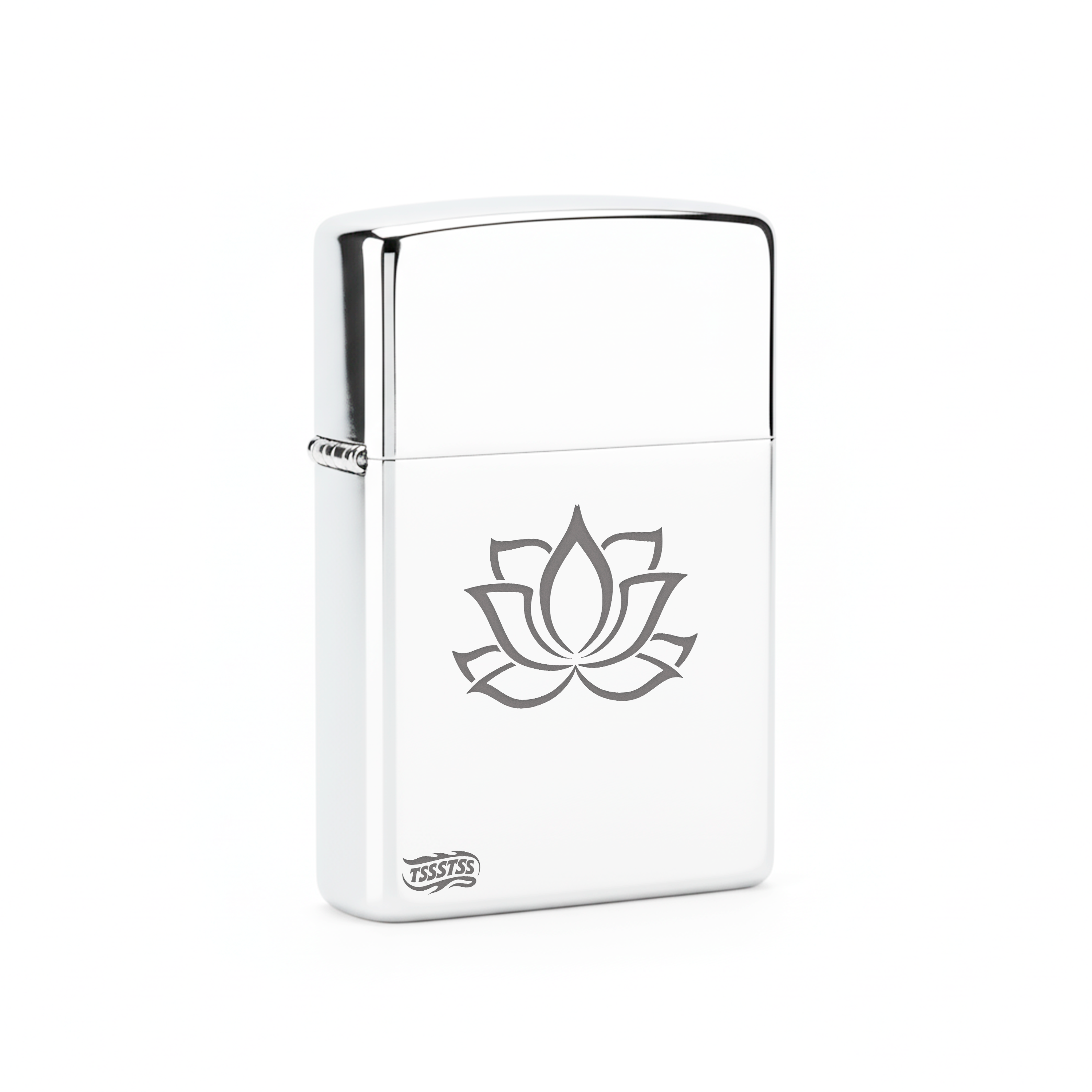 Isqueiro Cromado Polido 'Flor de Lótus'