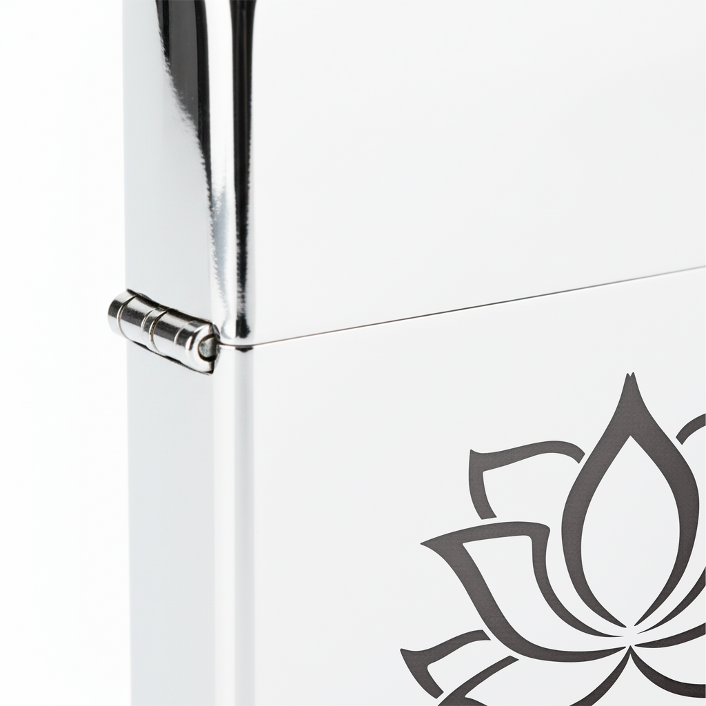 Isqueiro Cromado Polido 'Flor de Lótus' detalhe 5