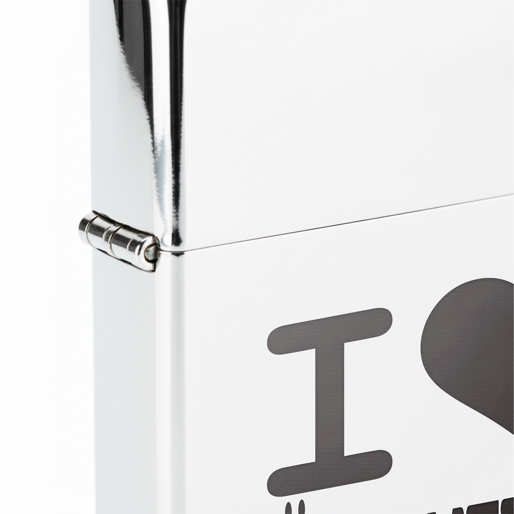 Isqueiro Cromado Polido 'I Love Jägermeister' detalhe 5