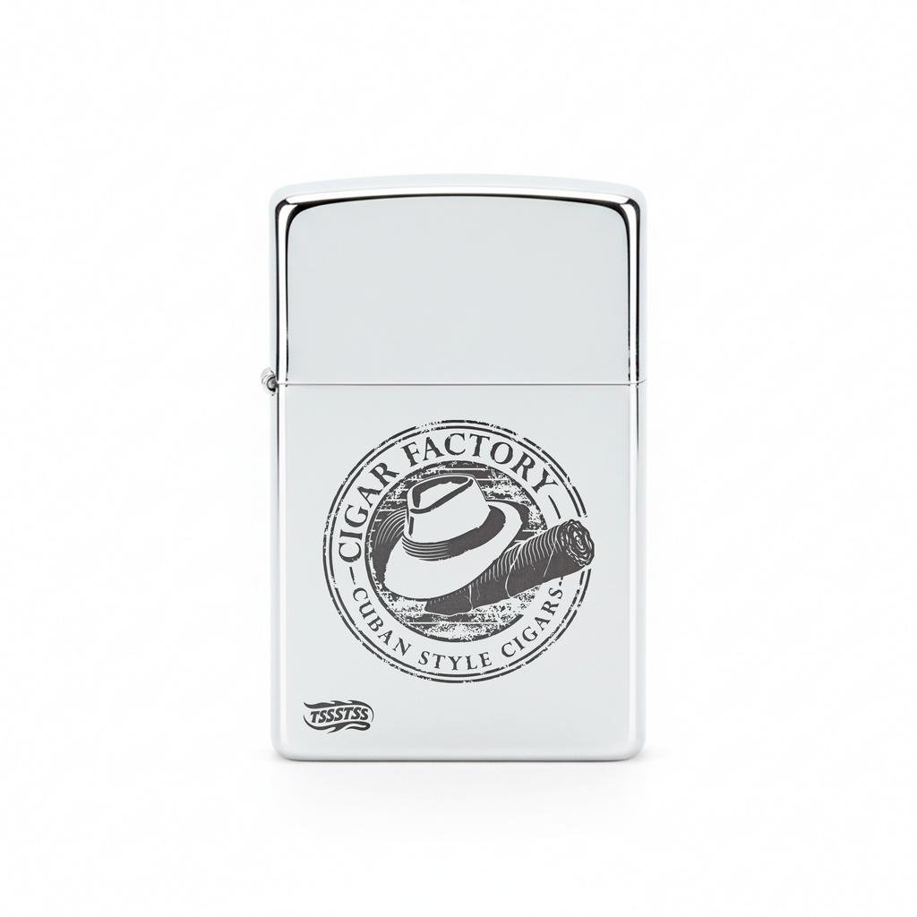 Isqueiro Cromado Polido 'Cuban Style Cigars'