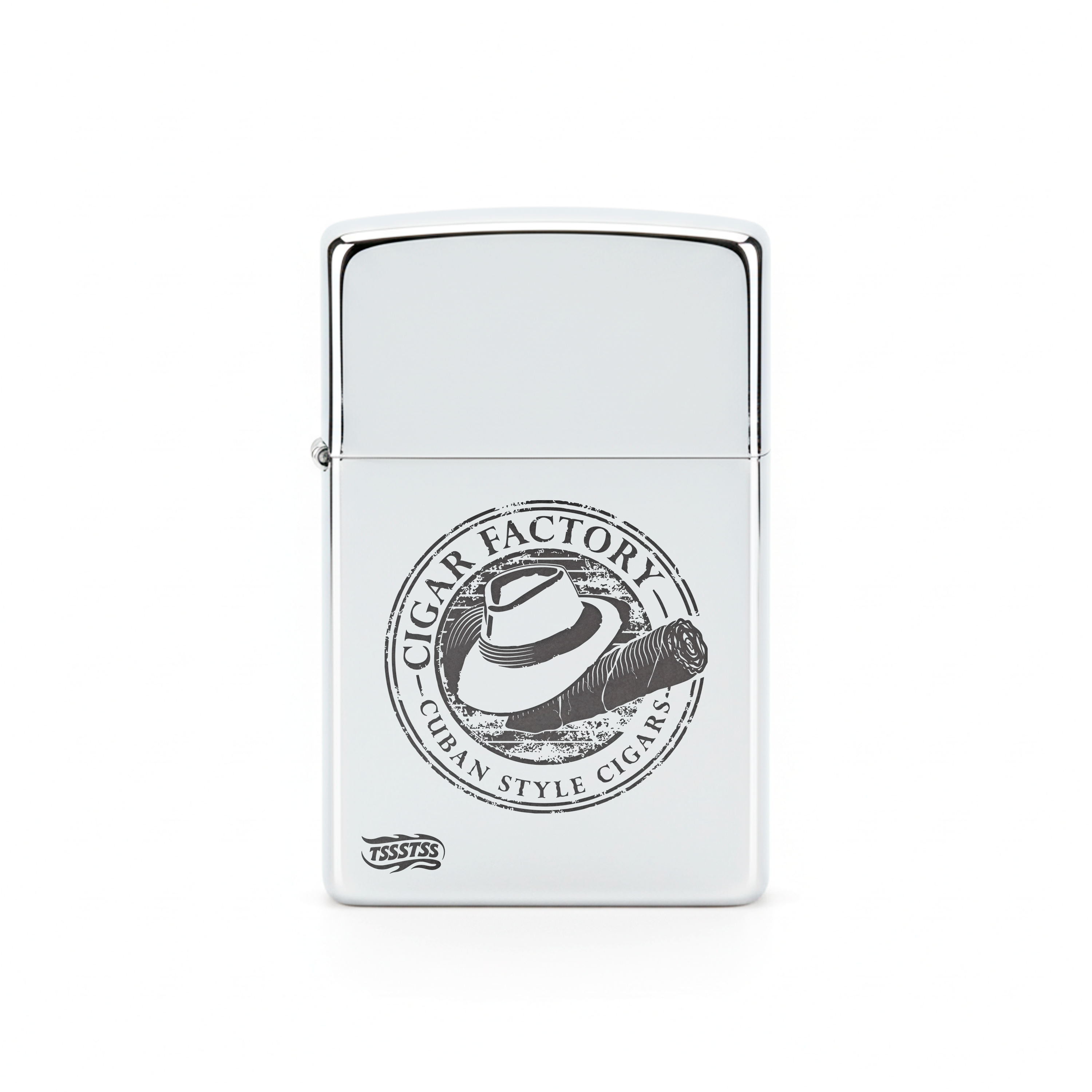 Isqueiro Cromado Polido 'Cuban Style Cigars'