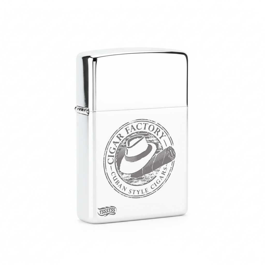 Isqueiro Cromado Polido 'Cuban Style Cigars'