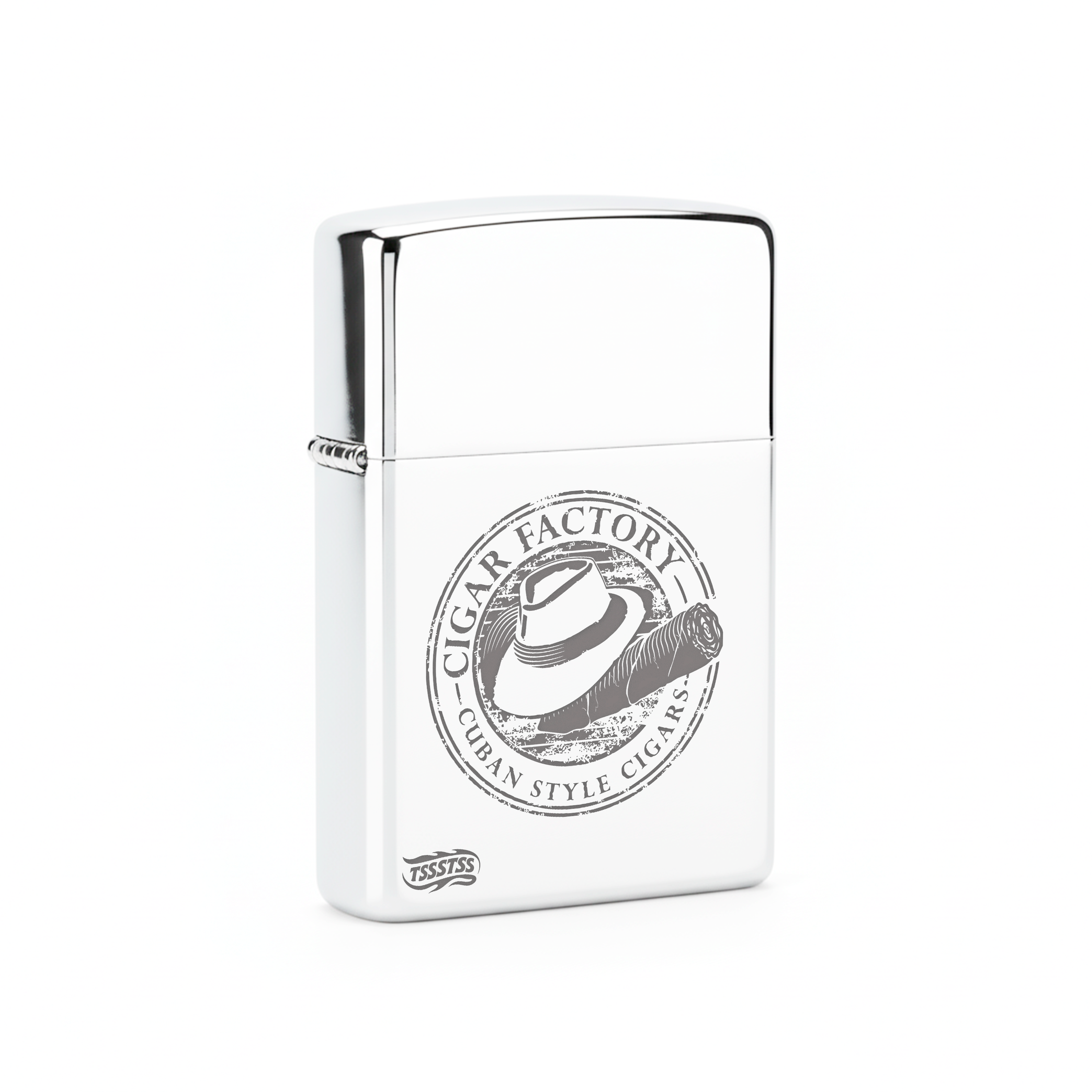 Isqueiro Cromado Polido 'Cuban Style Cigars'