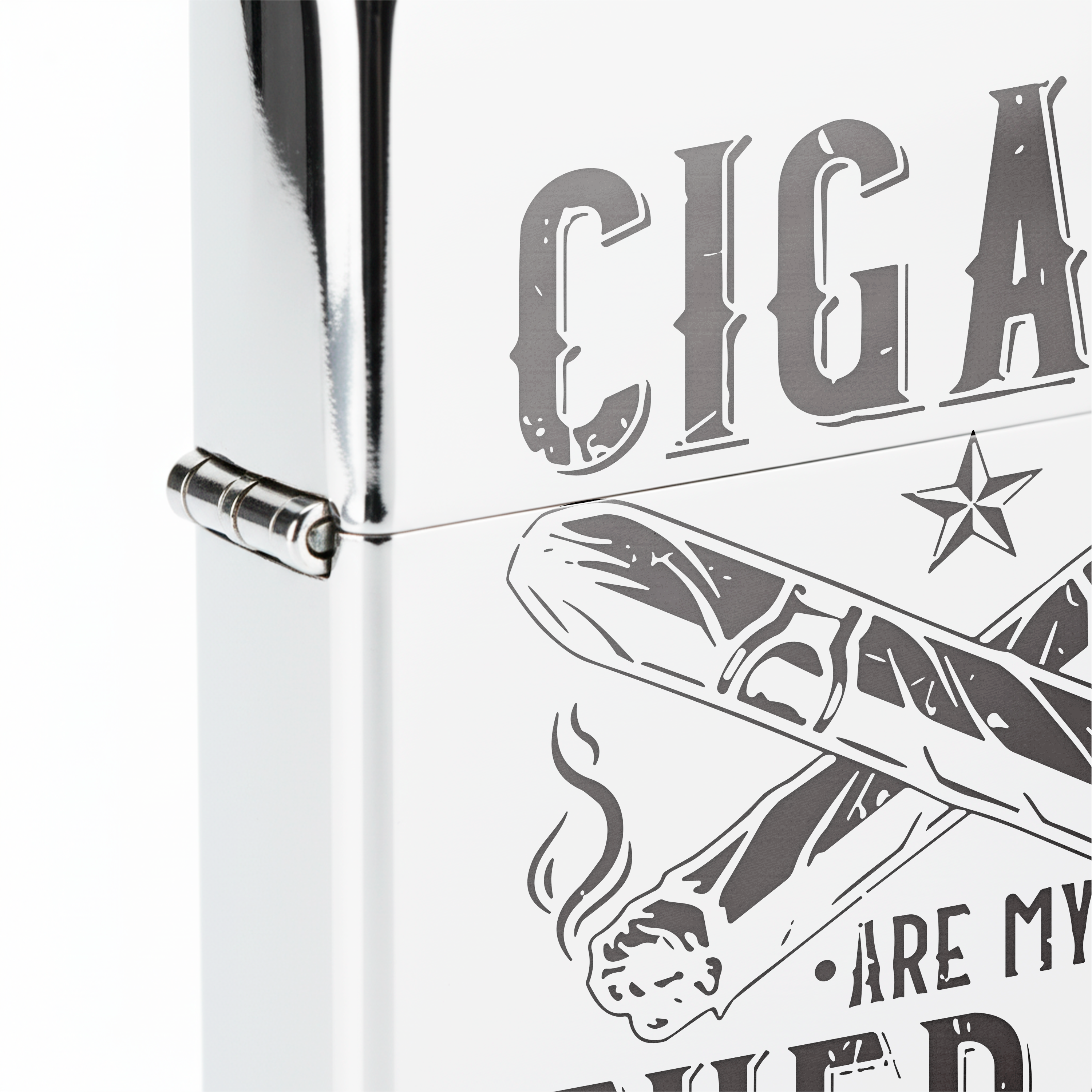 Isqueiro Cromado Polido 'Cigars Are My Therapy'