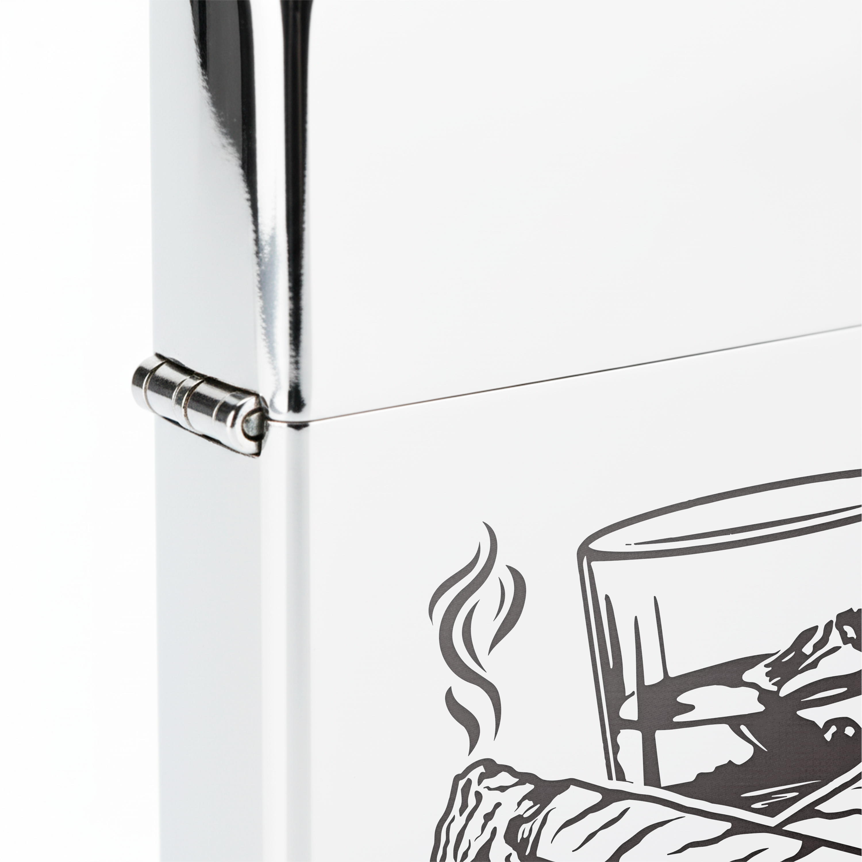 Isqueiro Cromado Polido 'Cigars & Whiskey'