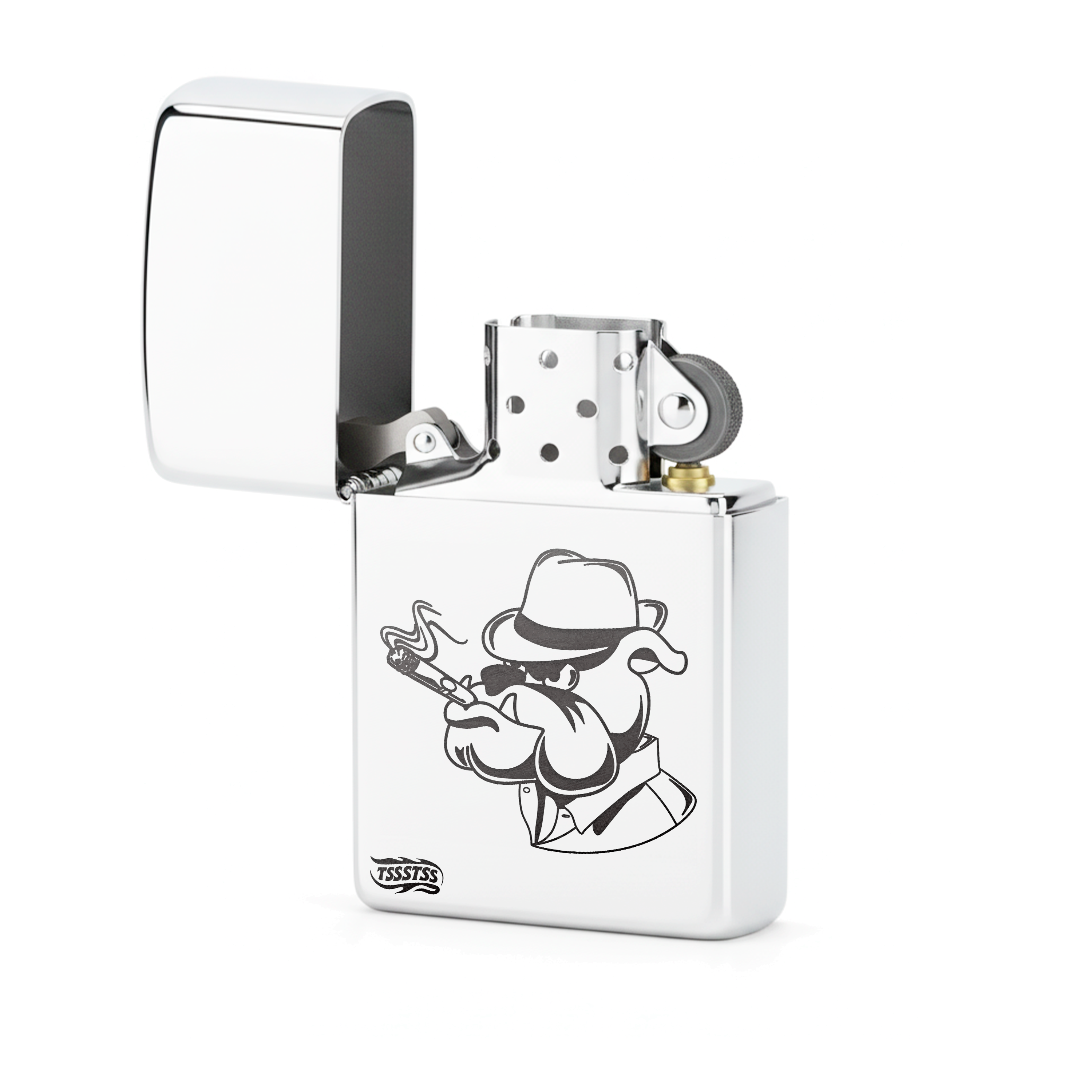 Isqueiro Cromado Polido 'Bulldog OG'