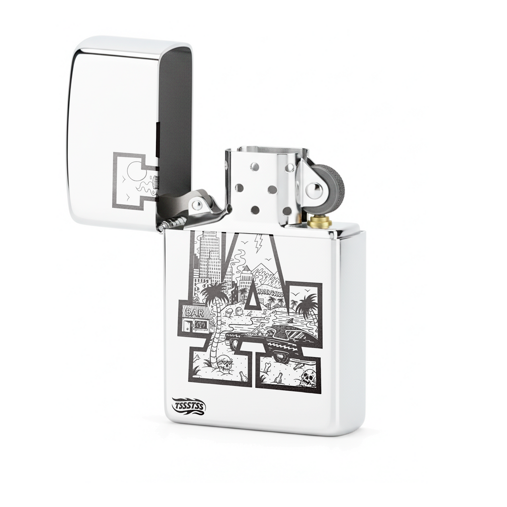 Isqueiro Cromado Polido 'Venice Beach' detalhe 2