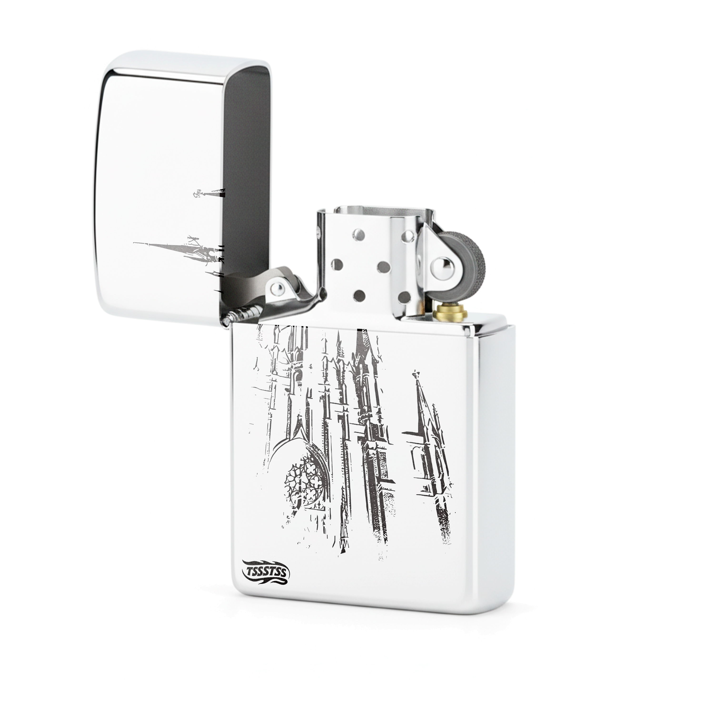 Isqueiro Cromado Polido 'Sagrada Familia'