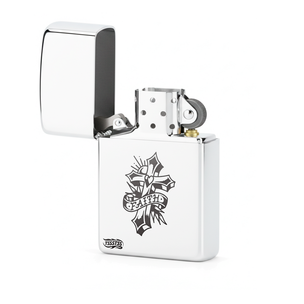 Isqueiro Cromado Polido 'Faith'