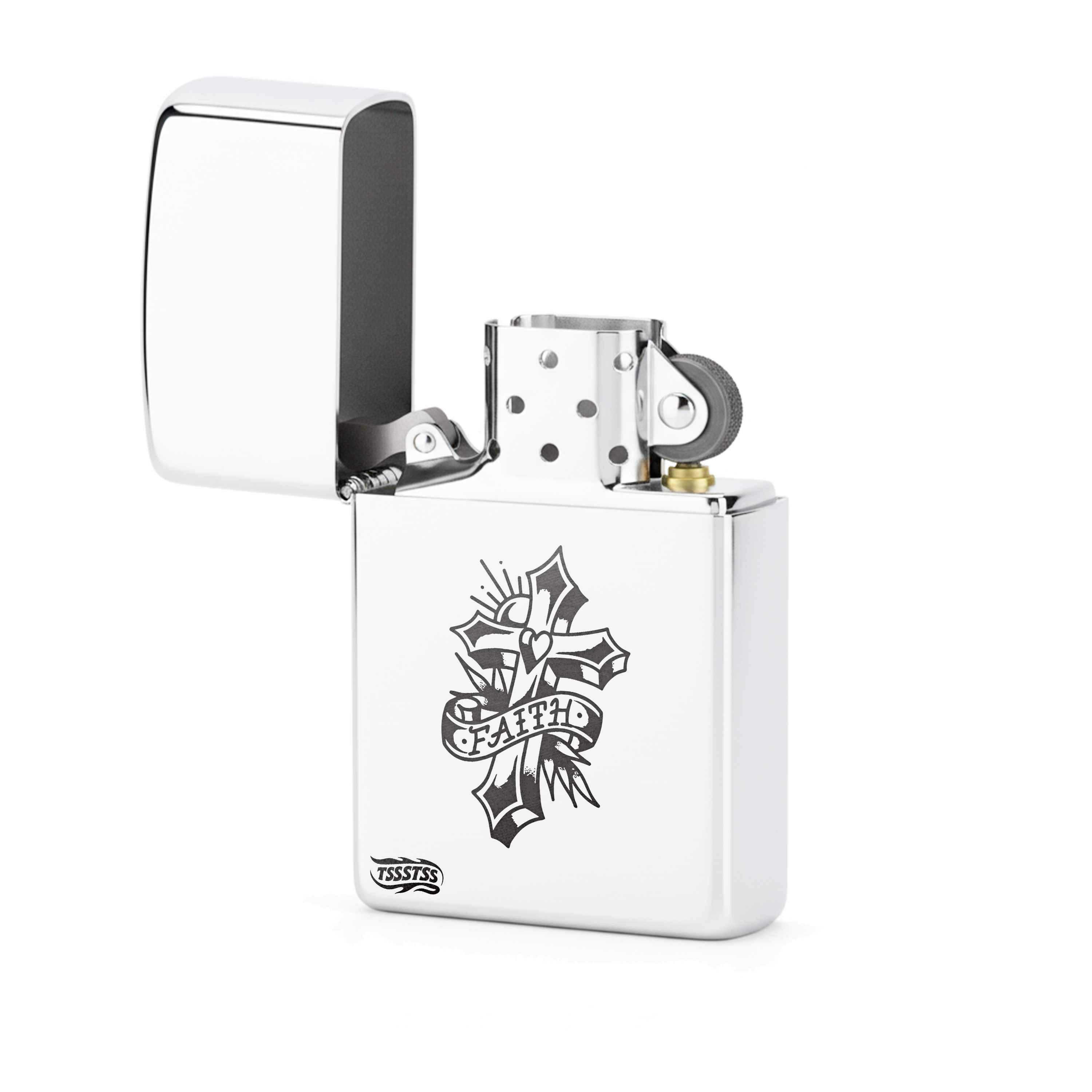 Isqueiro Cromado Polido 'Faith'