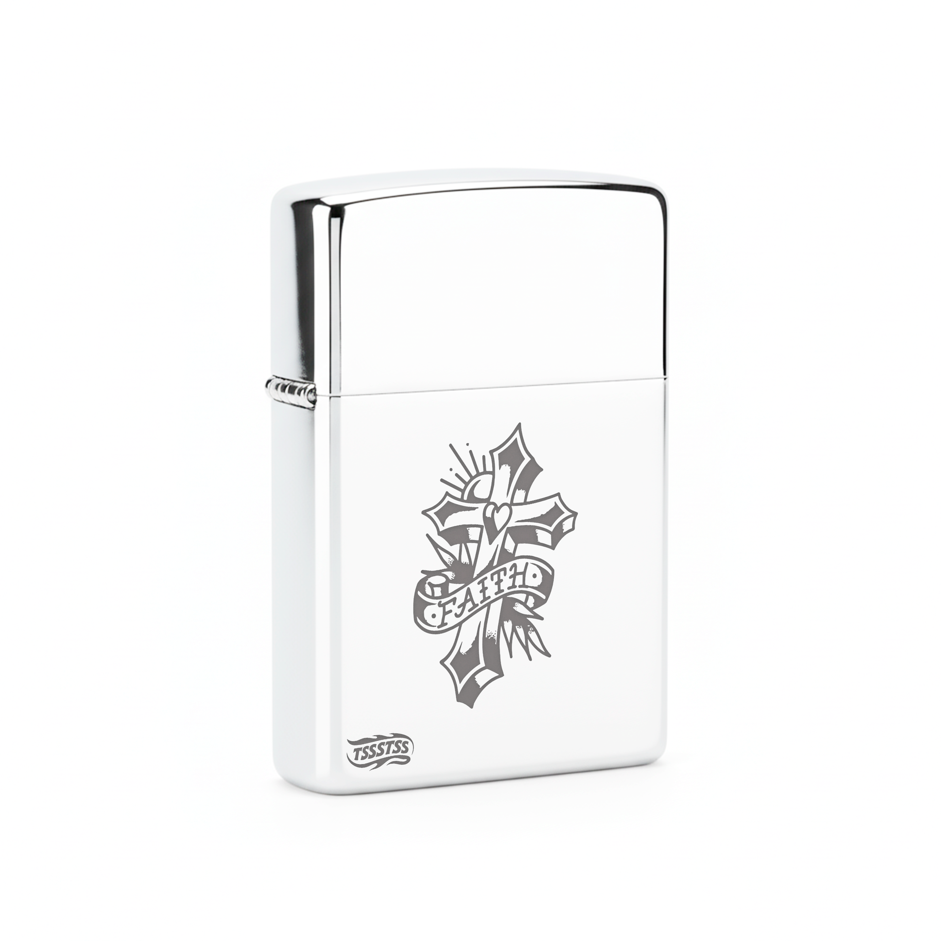 Isqueiro Cromado Polido 'Faith'