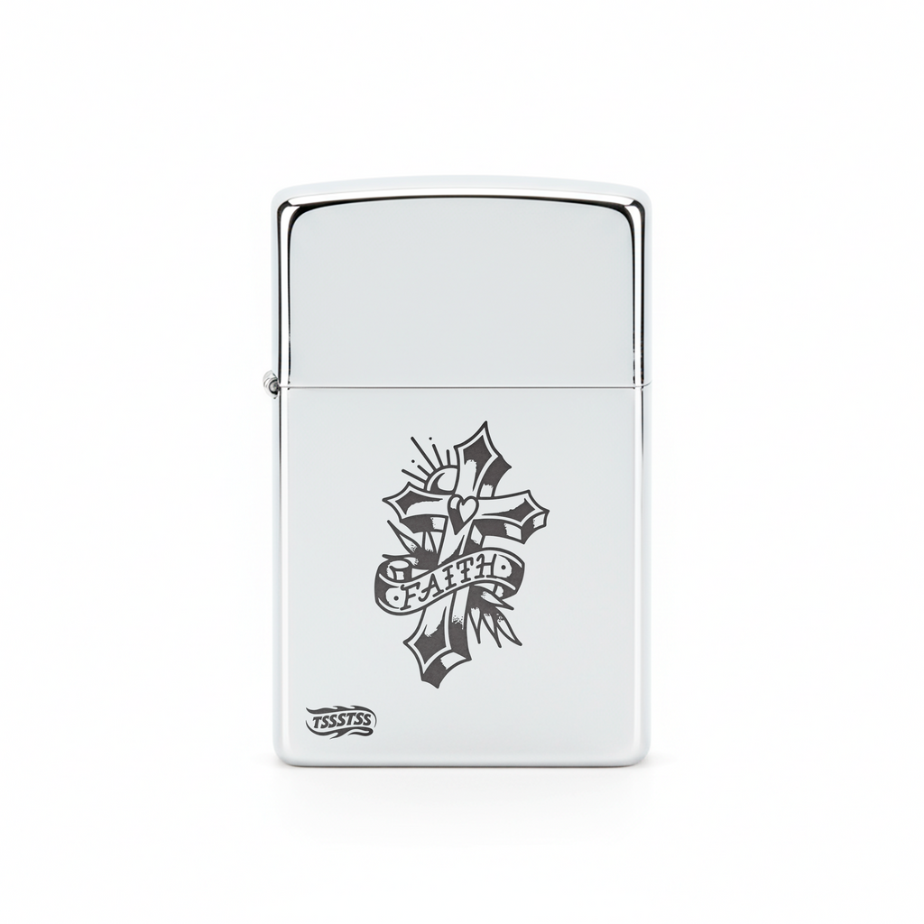 Isqueiro Cromado Polido 'Faith'