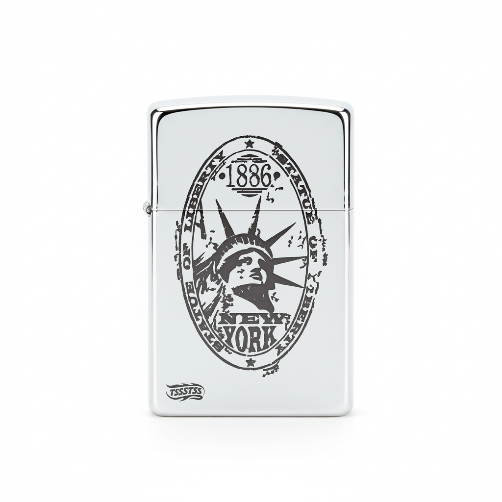 Isqueiro Cromado Polido 'New York Postage'