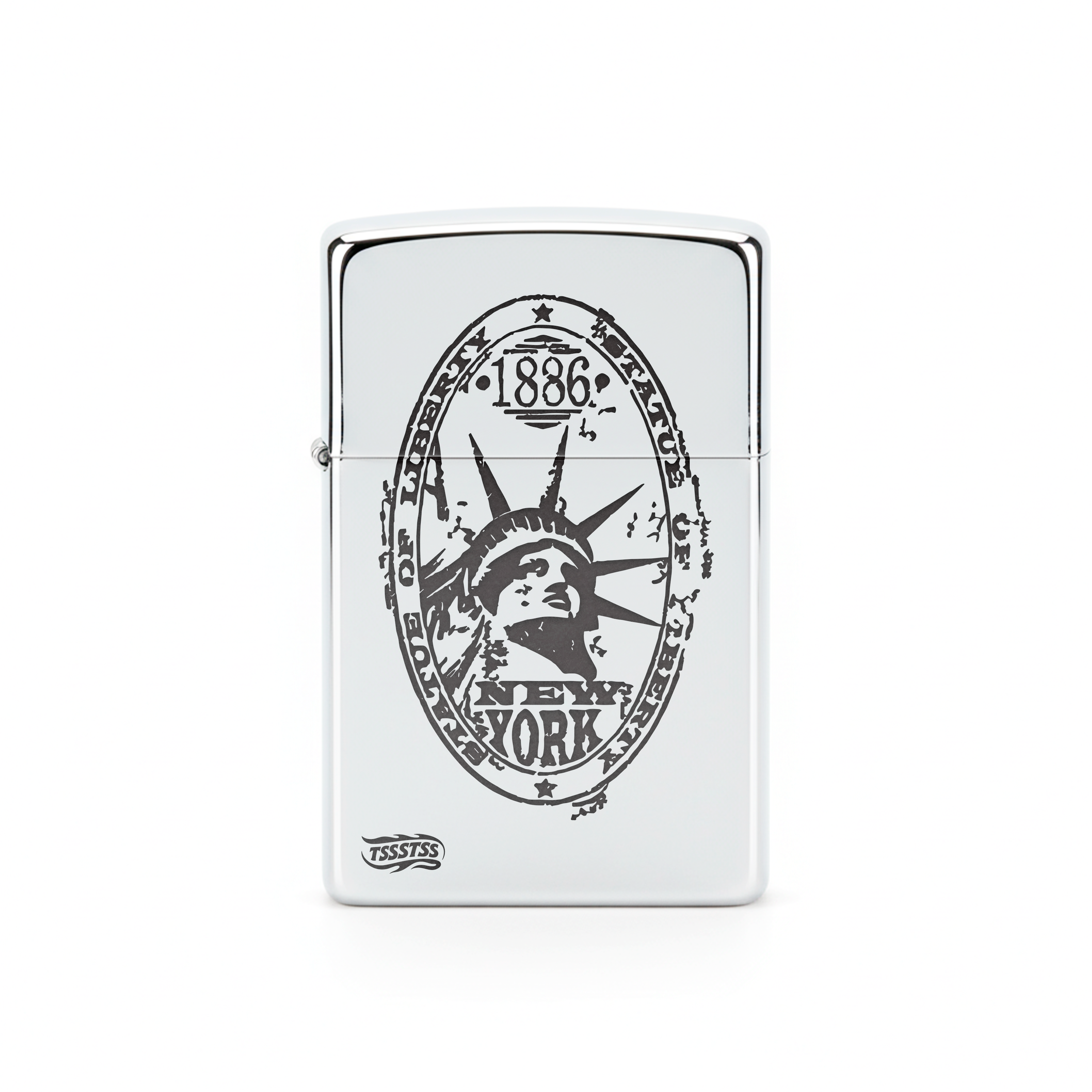 Isqueiro Cromado Polido 'New York Postage'