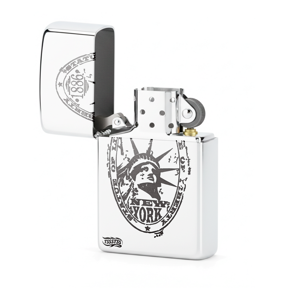 Isqueiro Cromado Polido 'New York Postage'