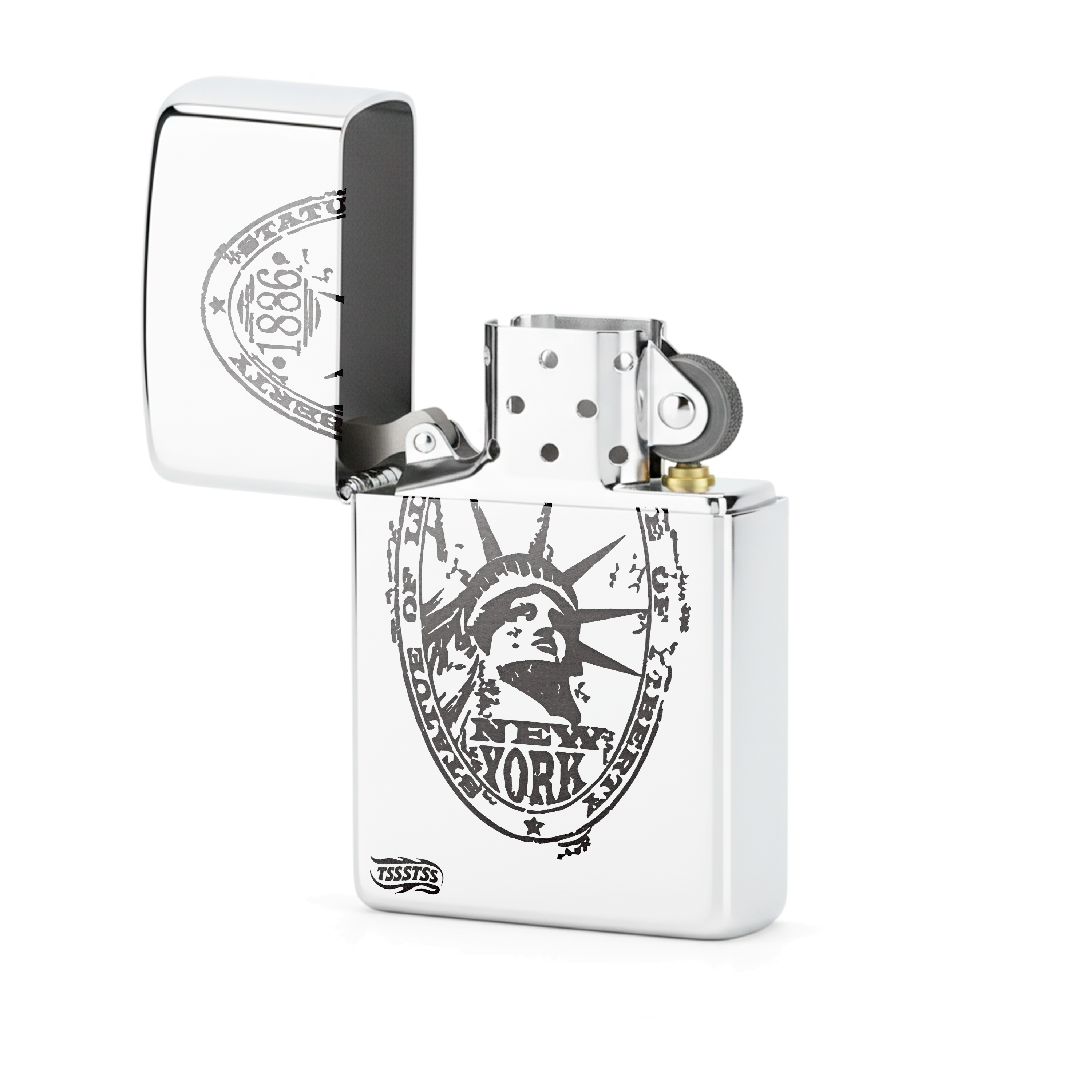 Isqueiro Cromado Polido 'New York Postage'