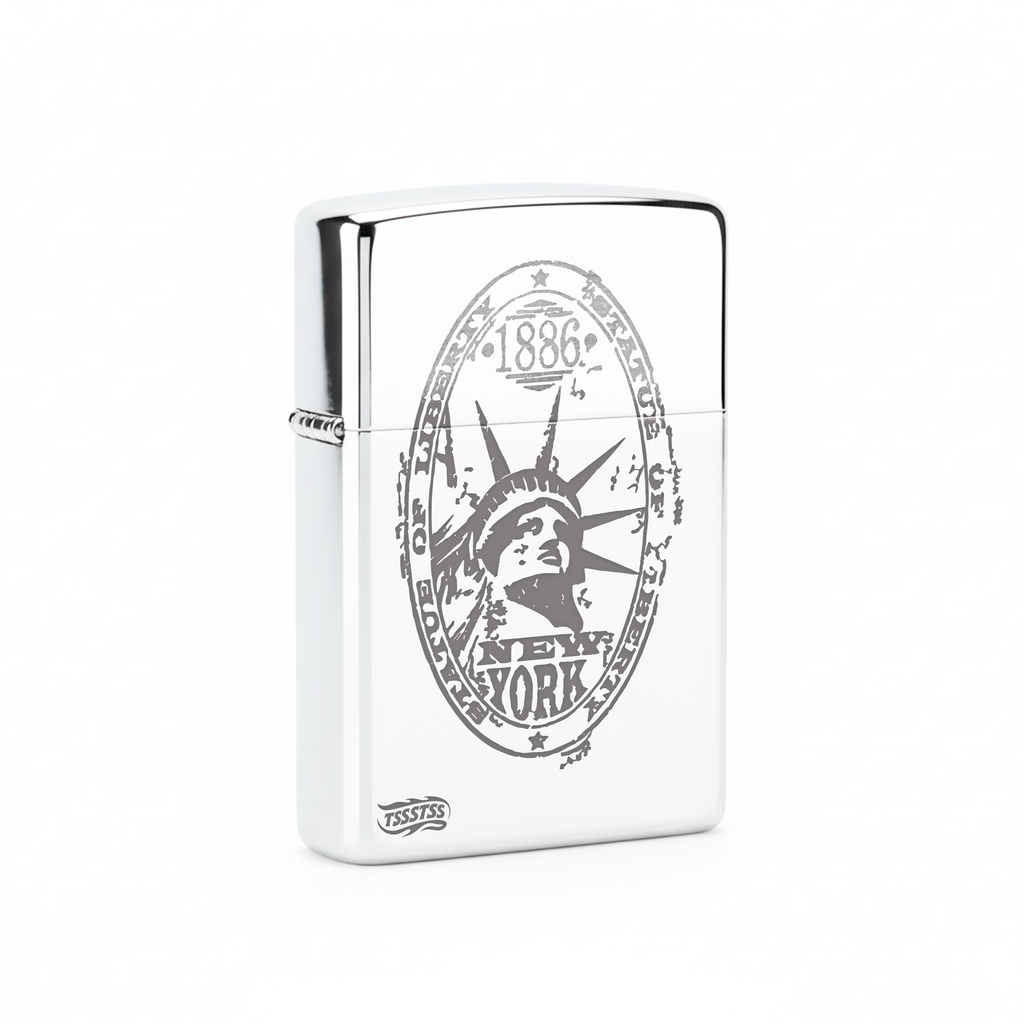 Isqueiro Cromado Polido 'New York Postage'