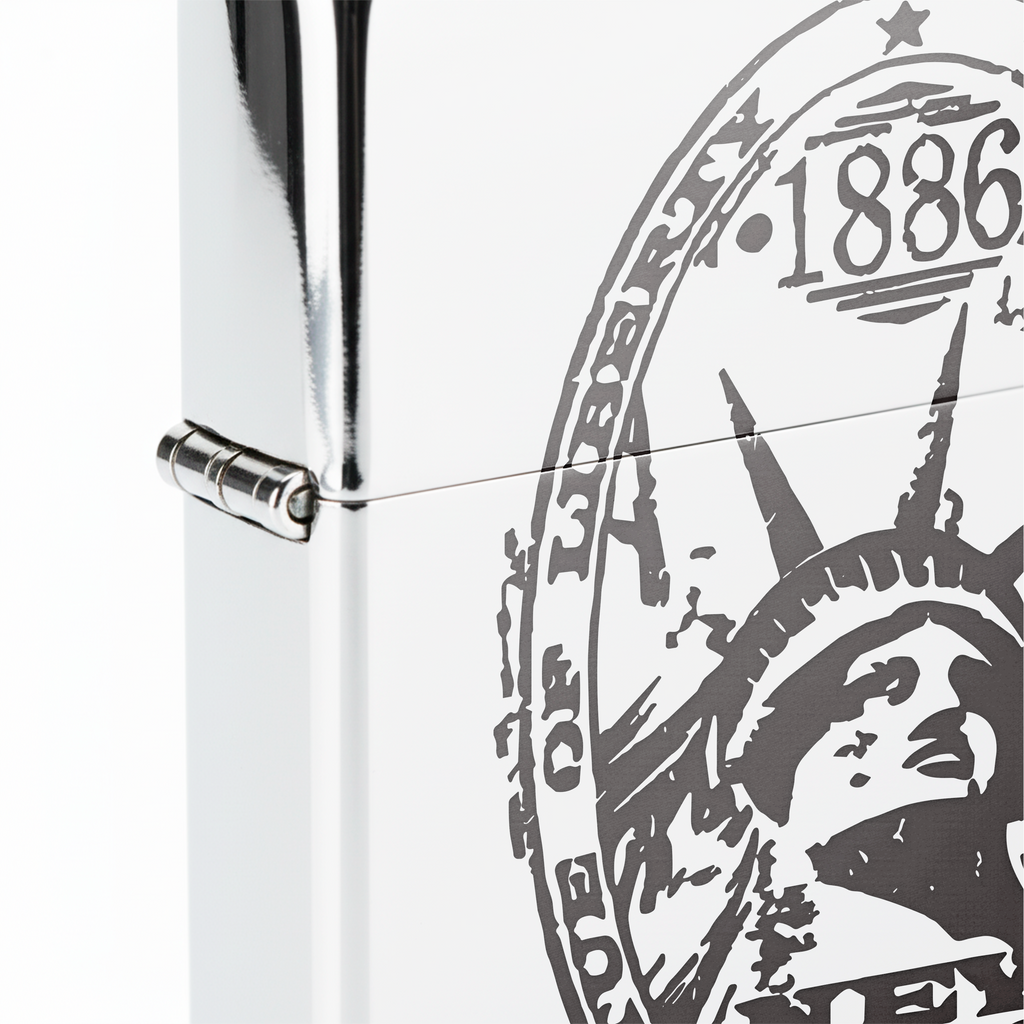 Isqueiro Cromado Polido 'New York Postage'