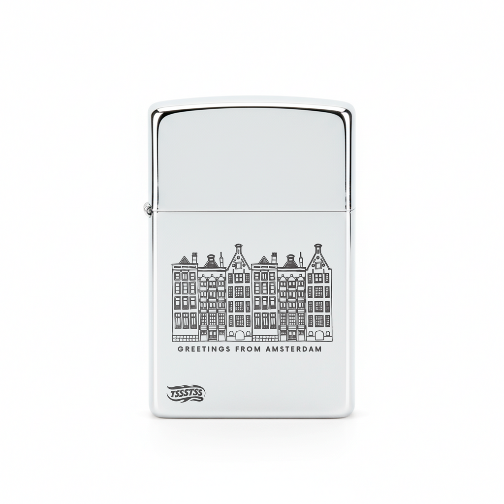 Isqueiro Cromado Polido 'Lembranças de Amsterdam'