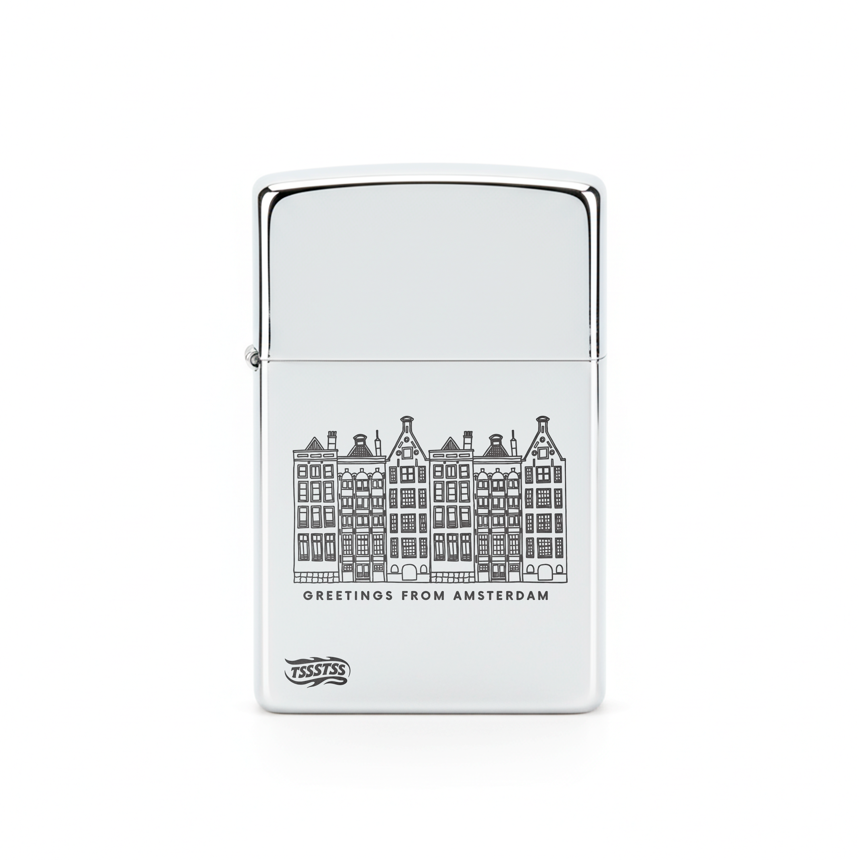 Isqueiro Cromado Polido 'Lembranças de Amsterdam'