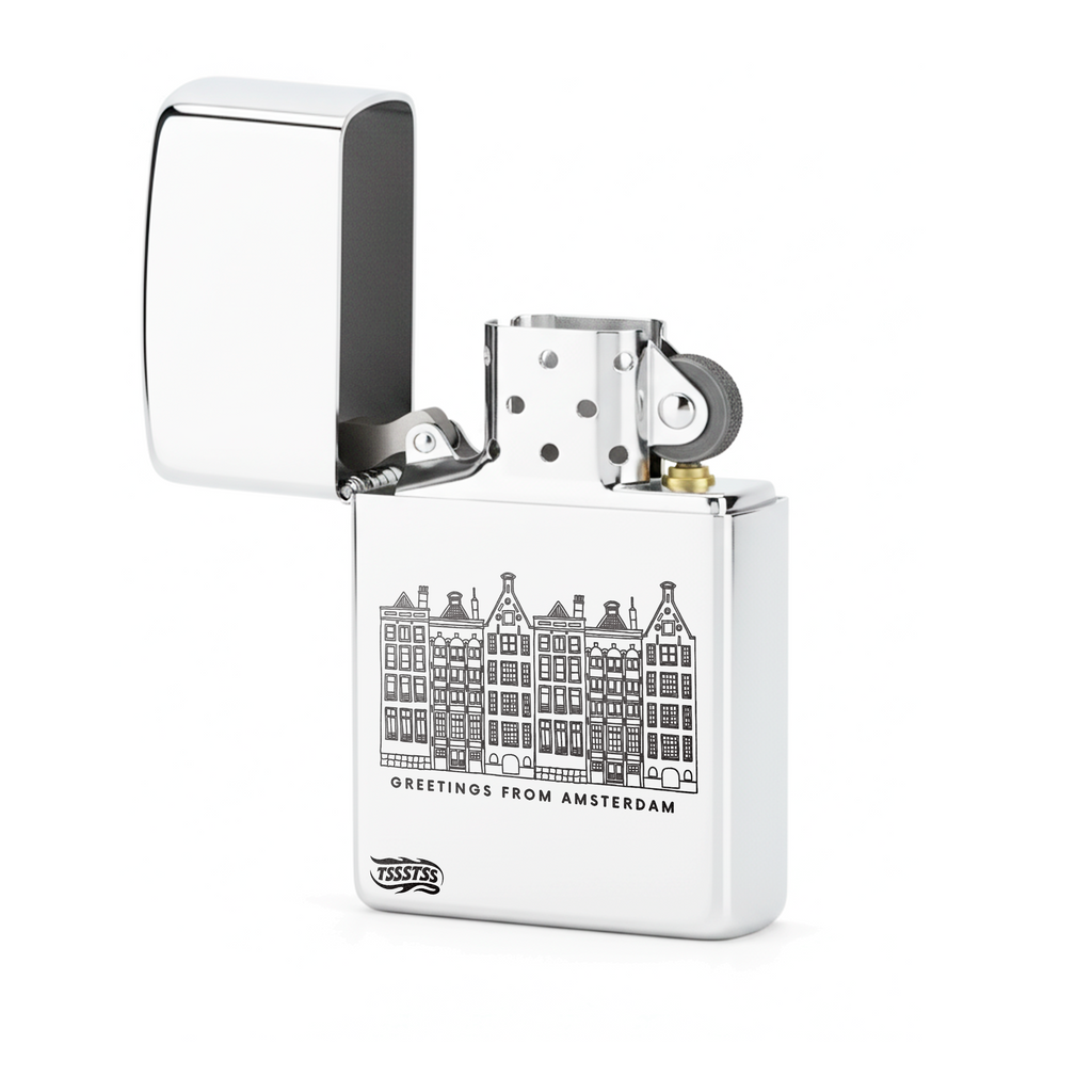 Isqueiro Cromado Polido 'Lembranças de Amsterdam'
