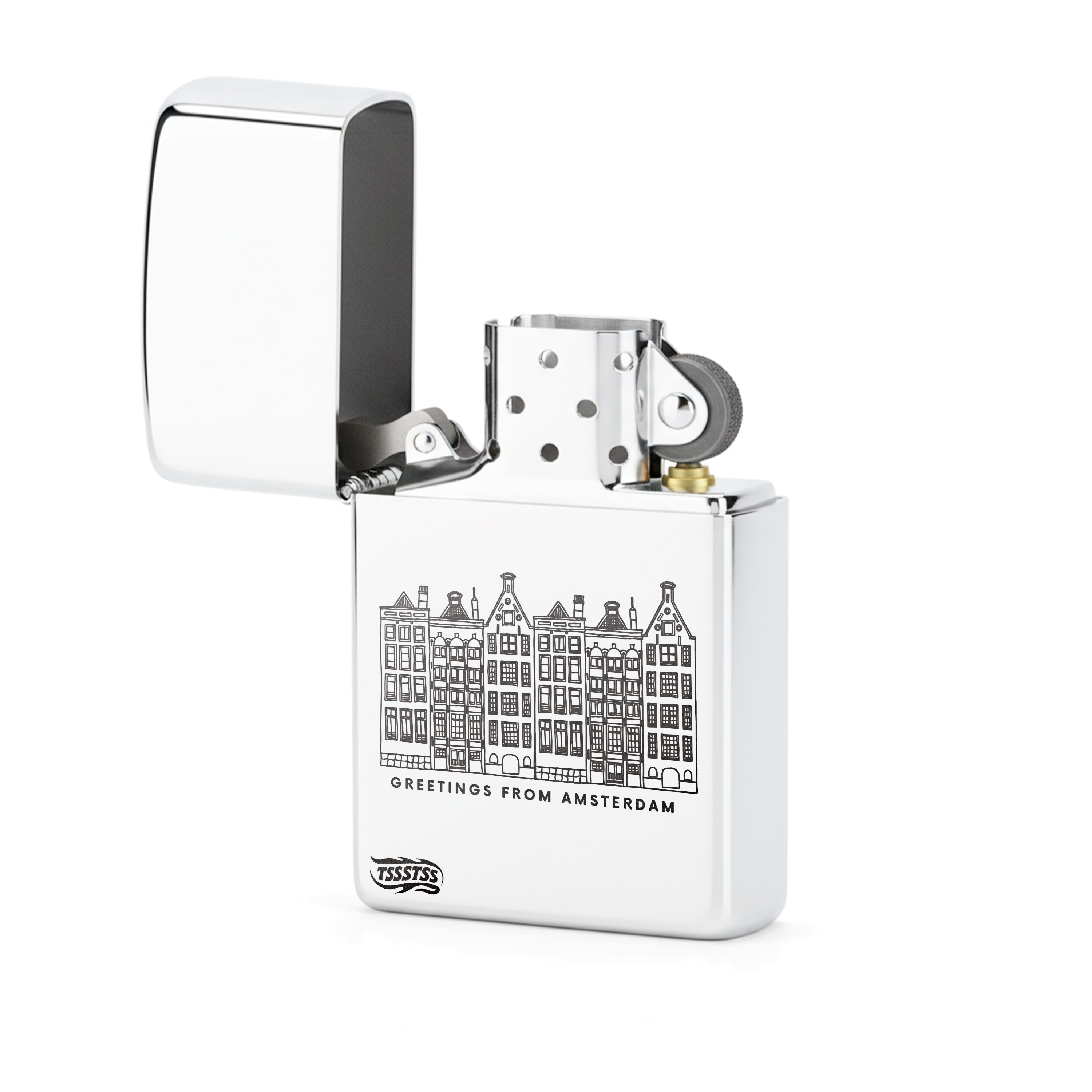 Isqueiro Cromado Polido 'Lembranças de Amsterdam'