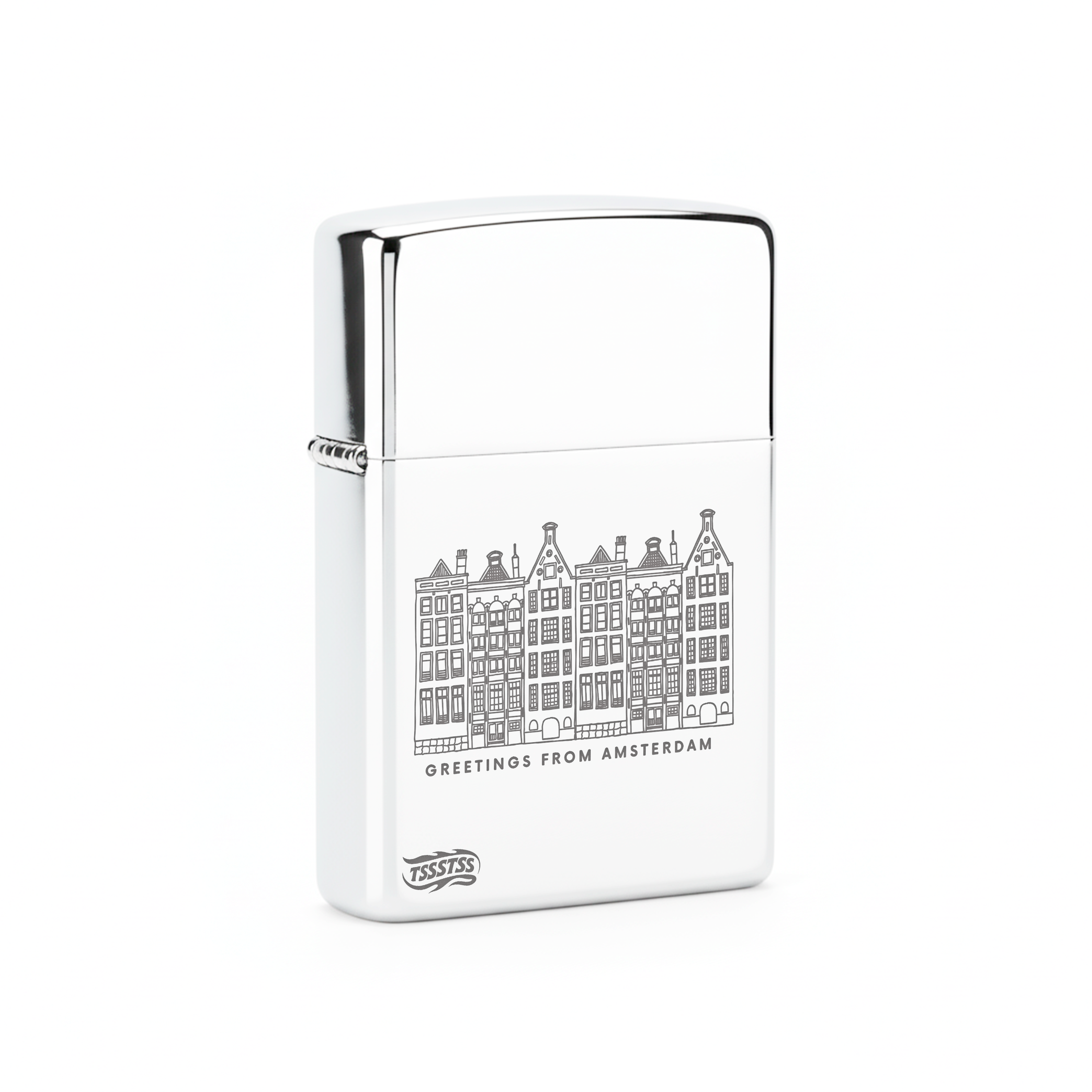 Isqueiro Cromado Polido 'Lembranças de Amsterdam'