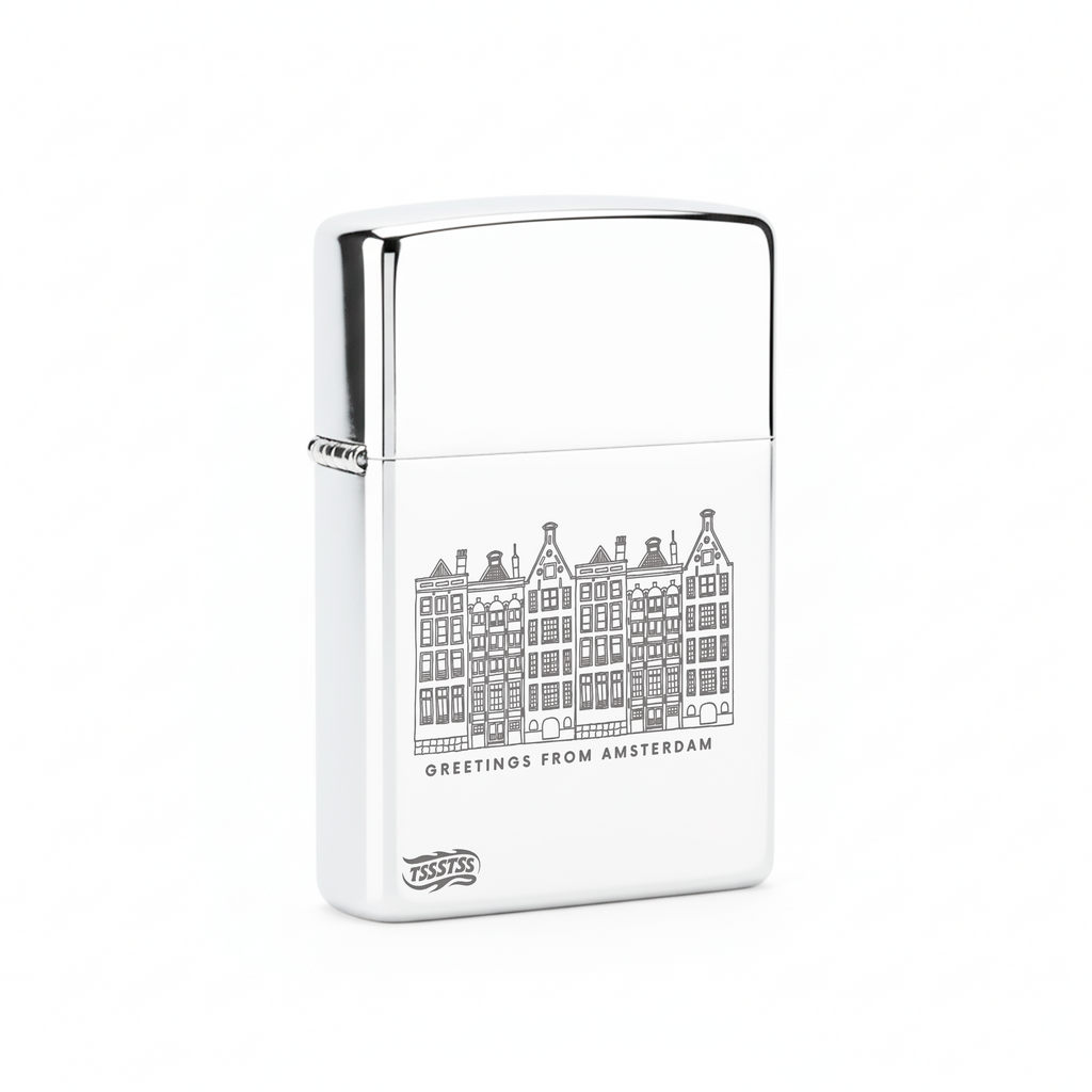 Isqueiro Cromado Polido 'Lembranças de Amsterdam' detalhe 3