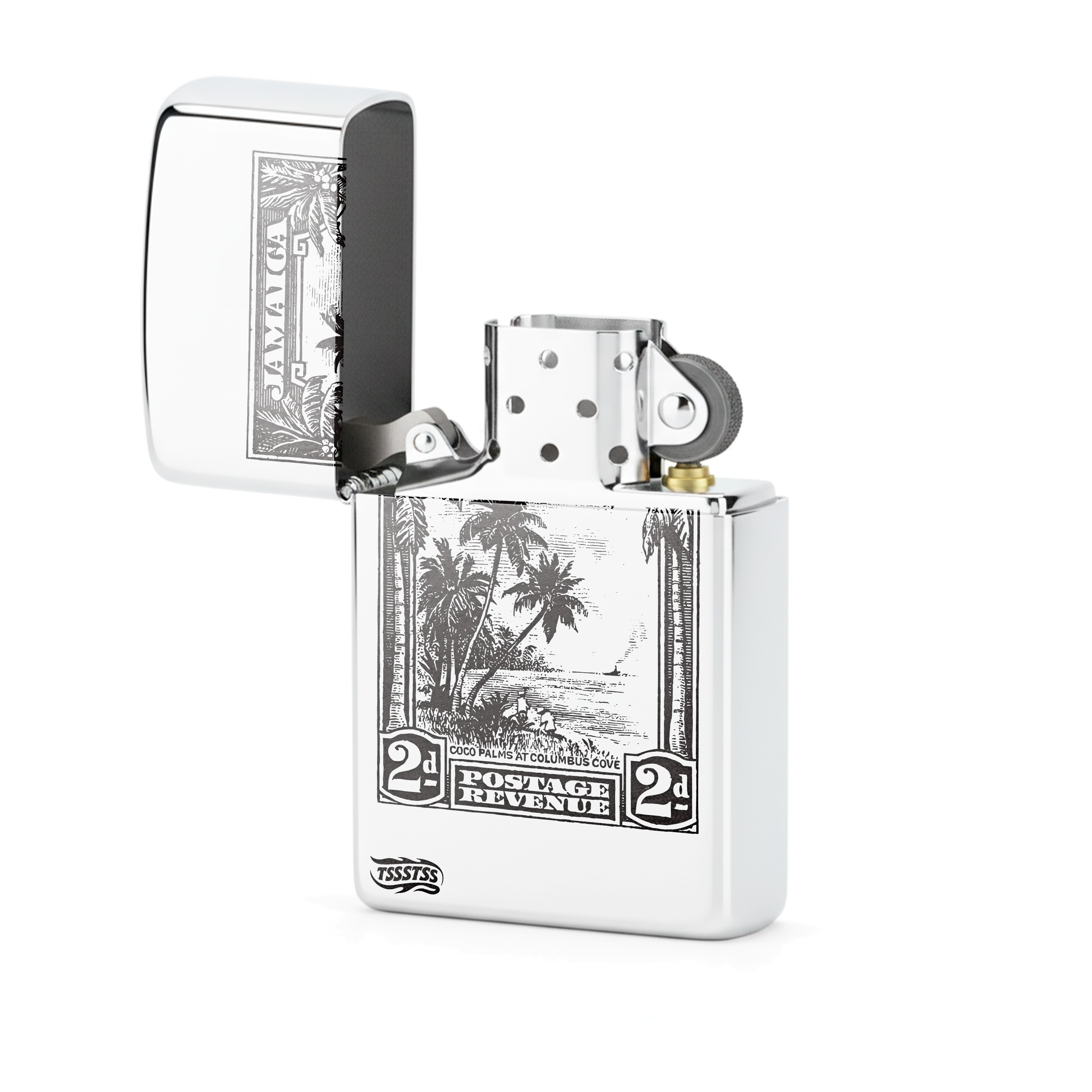 Isqueiro Cromado Polido 'Jamaica Postage'