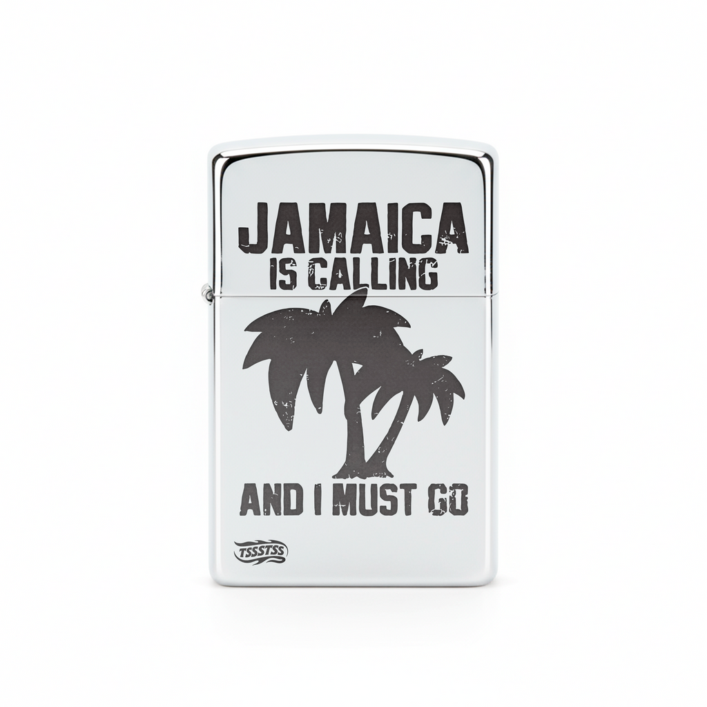 Isqueiro Cromado Polido 'Jamaica Is Calling'