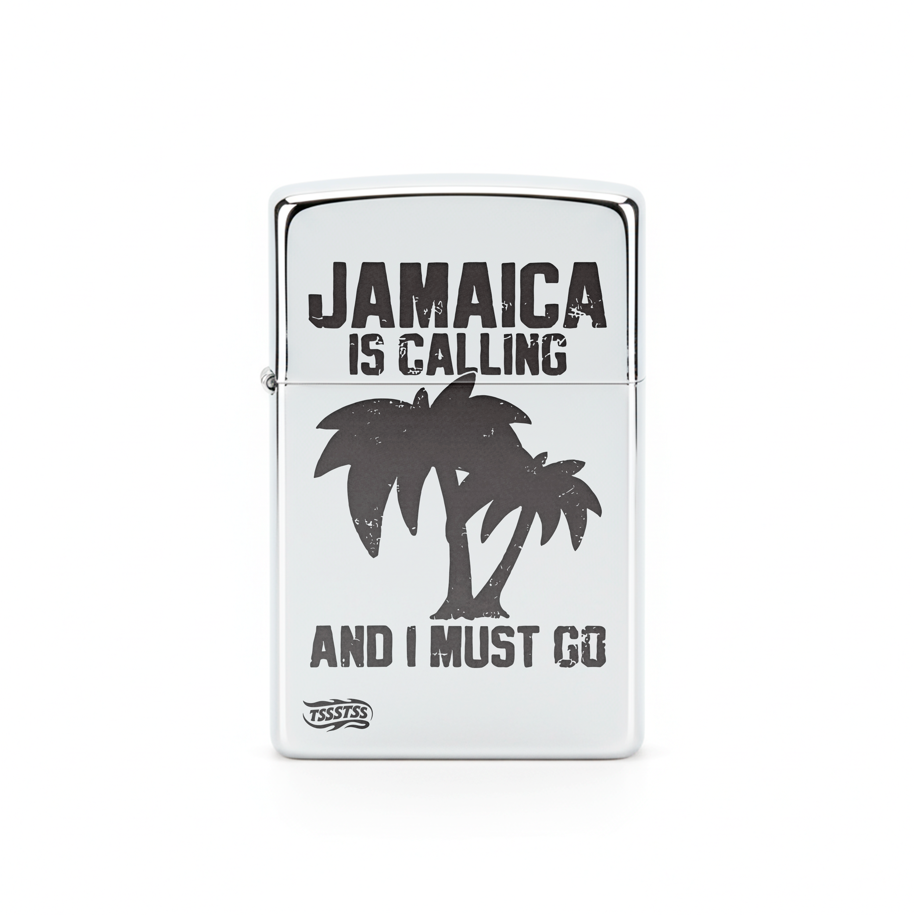 Isqueiro Cromado Polido 'Jamaica Is Calling'