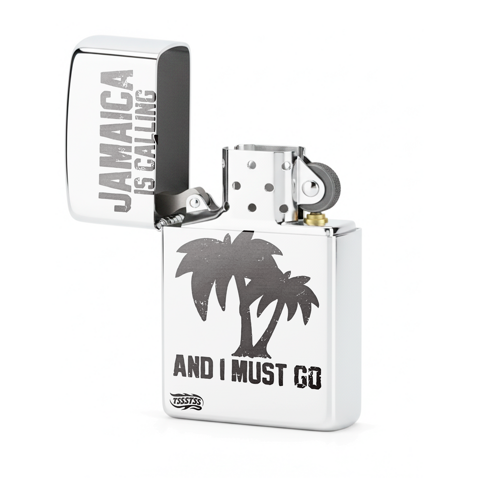 Isqueiro Cromado Polido 'Jamaica Is Calling'
