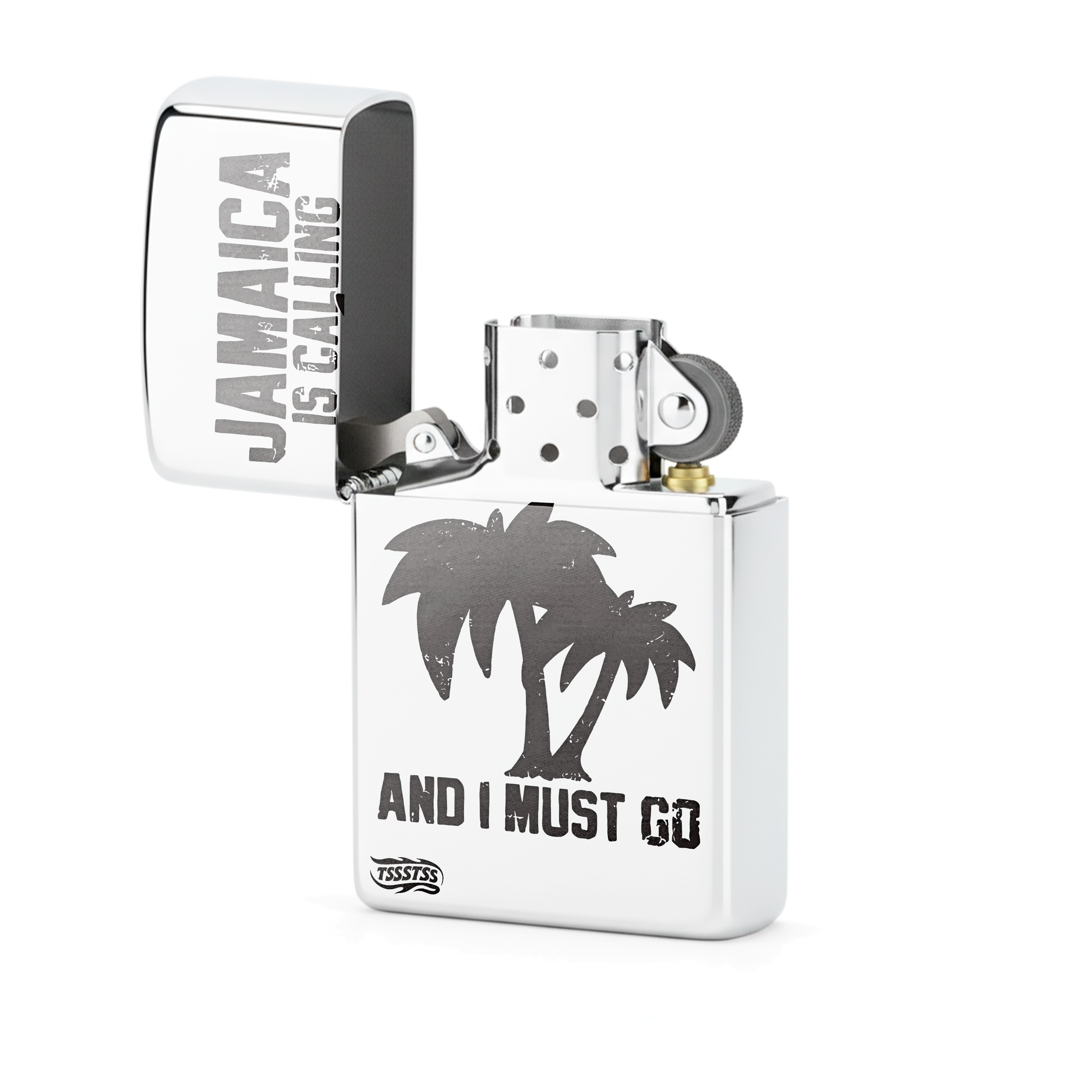 Isqueiro Cromado Polido 'Jamaica Is Calling'