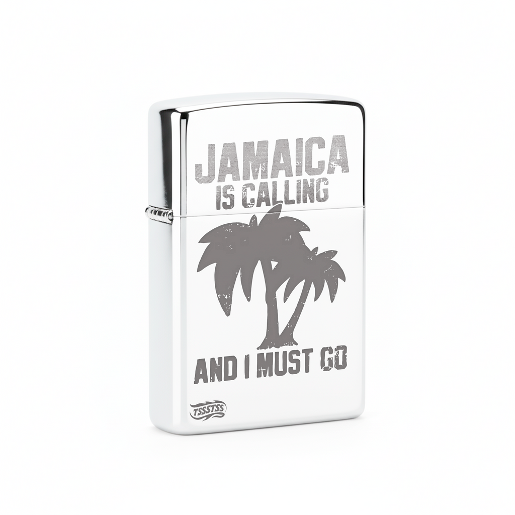 Isqueiro Cromado Polido 'Jamaica Is Calling'