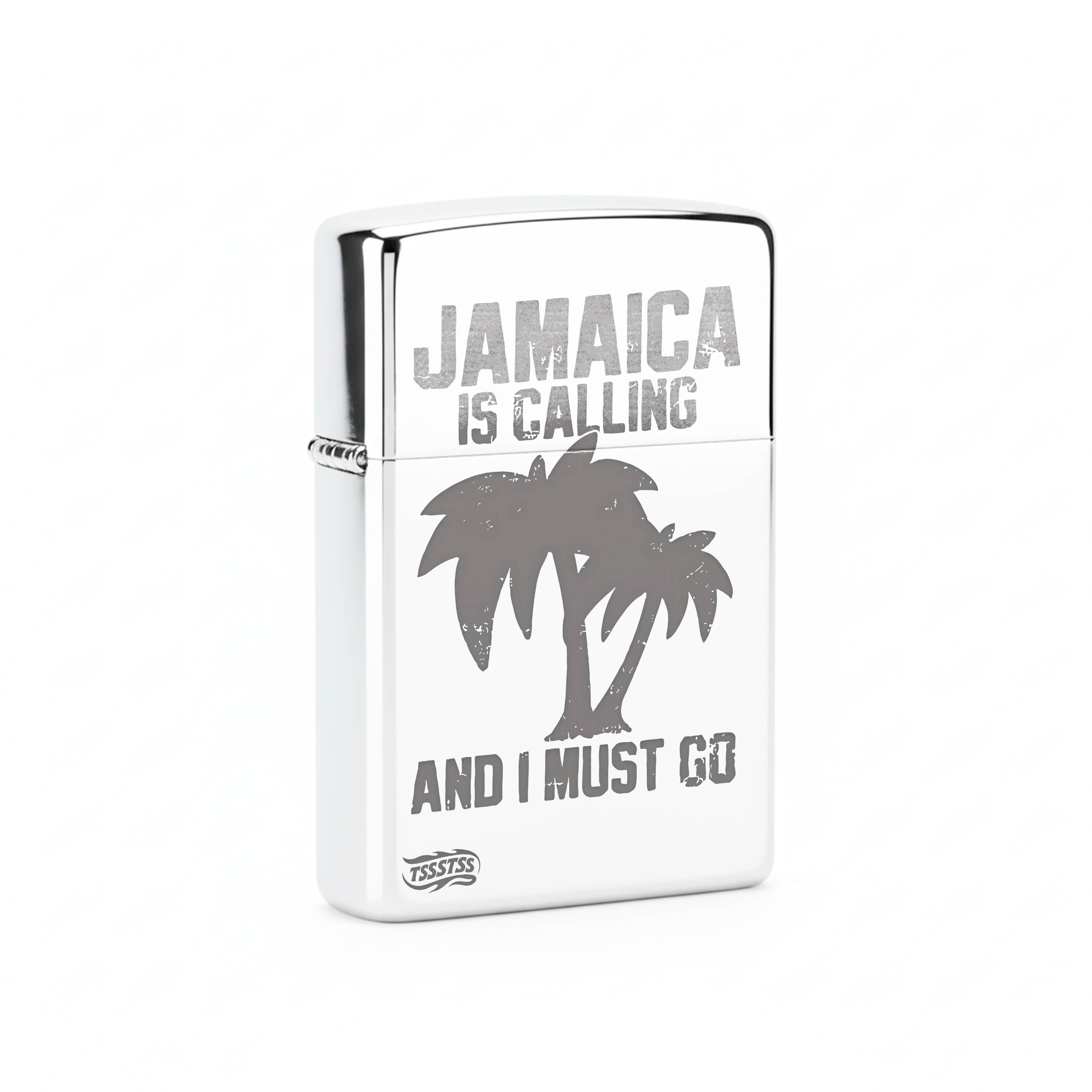 Isqueiro Cromado Polido 'Jamaica Is Calling'