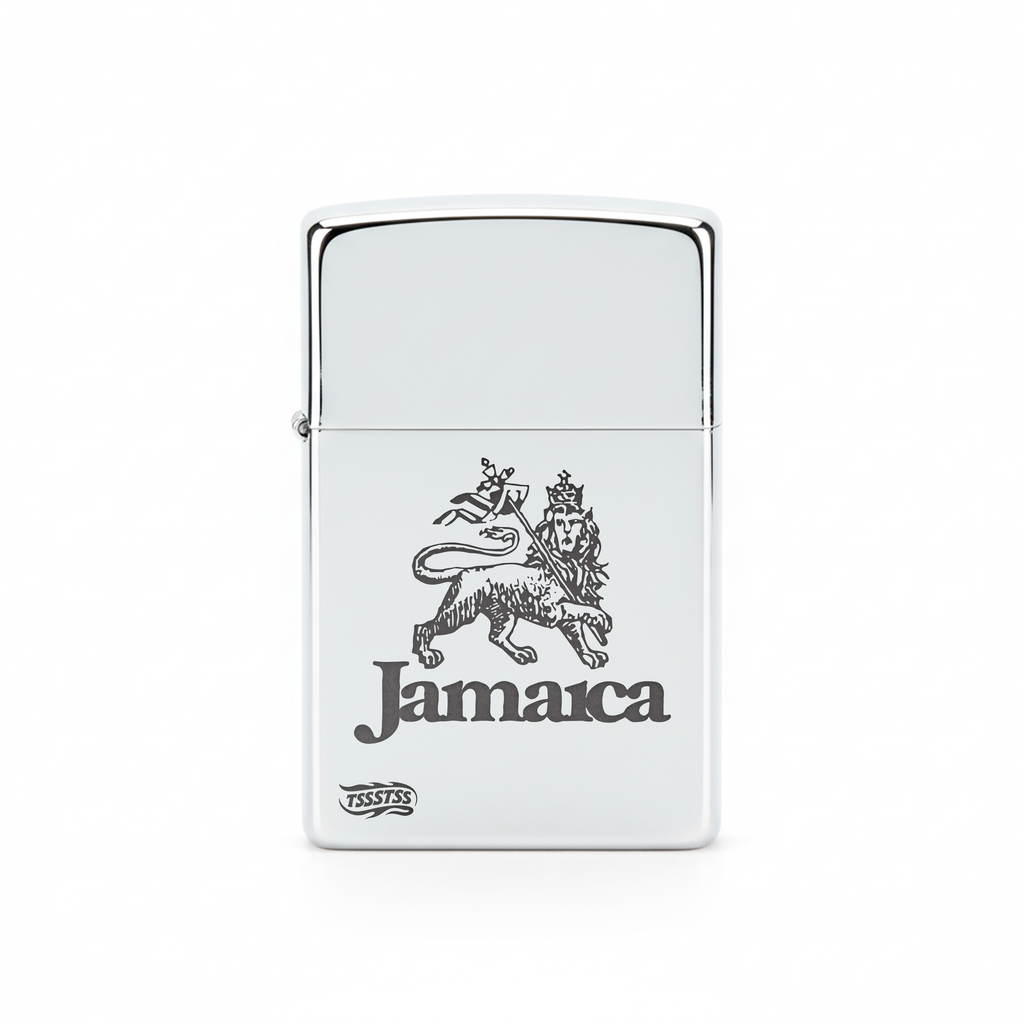 Isqueiro Cromado Polido 'Jamaica Brazão'