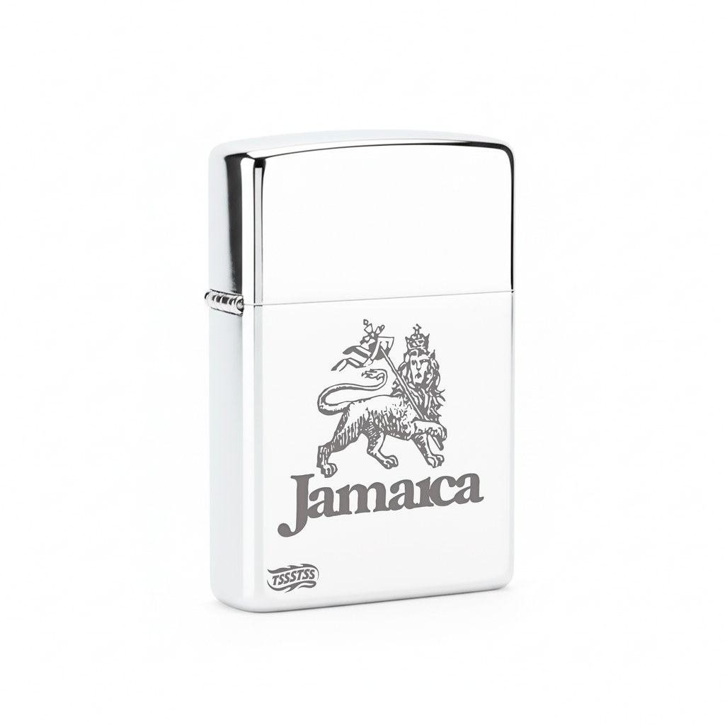 Isqueiro Cromado Polido 'Jamaica Brazão'