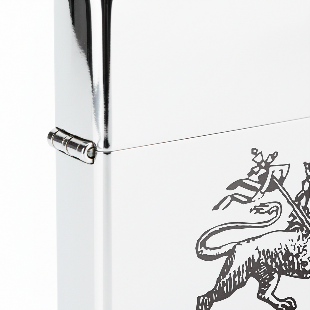 Isqueiro Cromado Polido 'Jamaica Brazão' detalhe 5